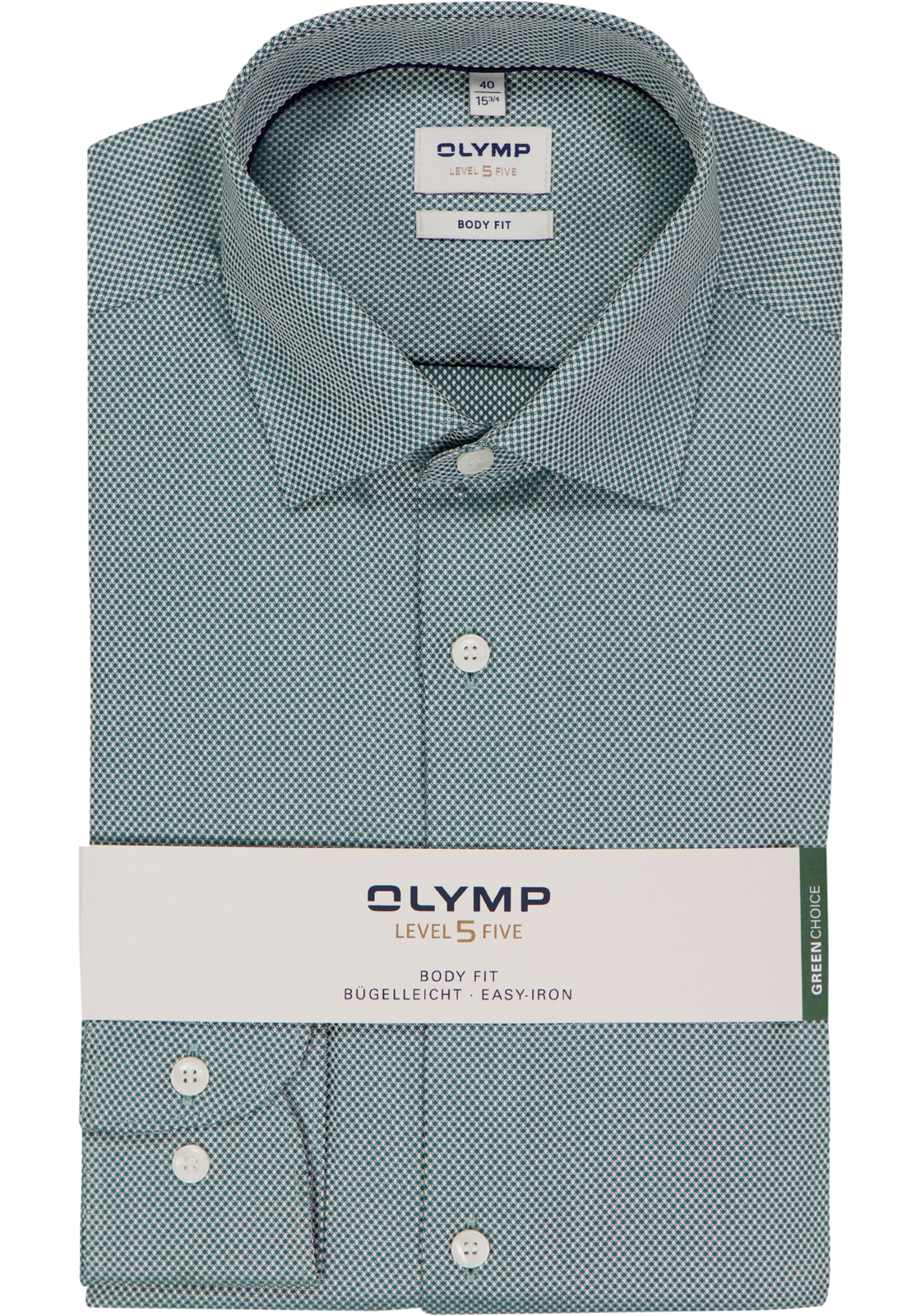 OLYMP Level 5 body fit overhemd, structuur, donkergroen OLYMP Level 5 body fit overhemd, structuur, donkergroen