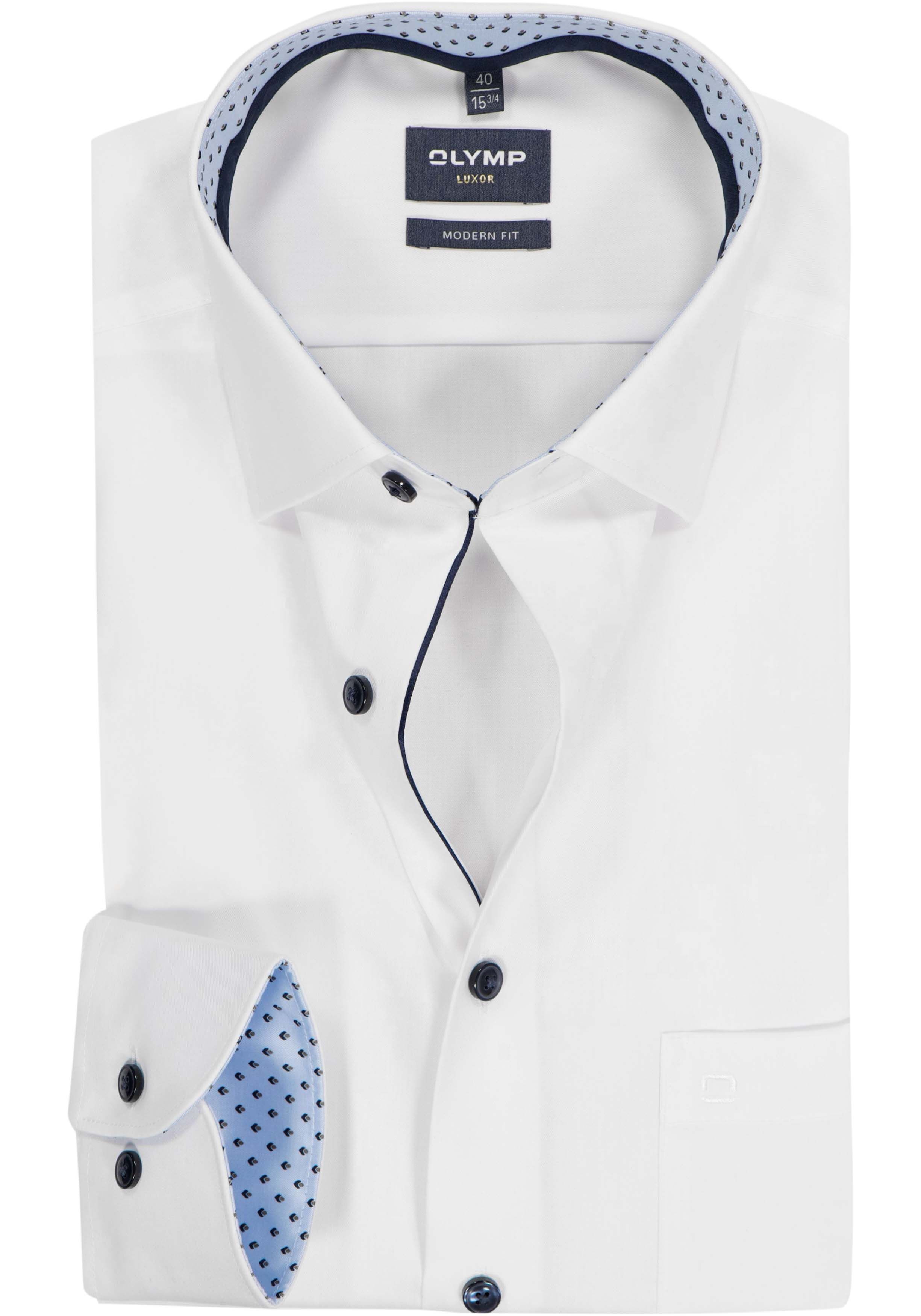 OLYMP Luxor modern fit overhemd, twill, wit