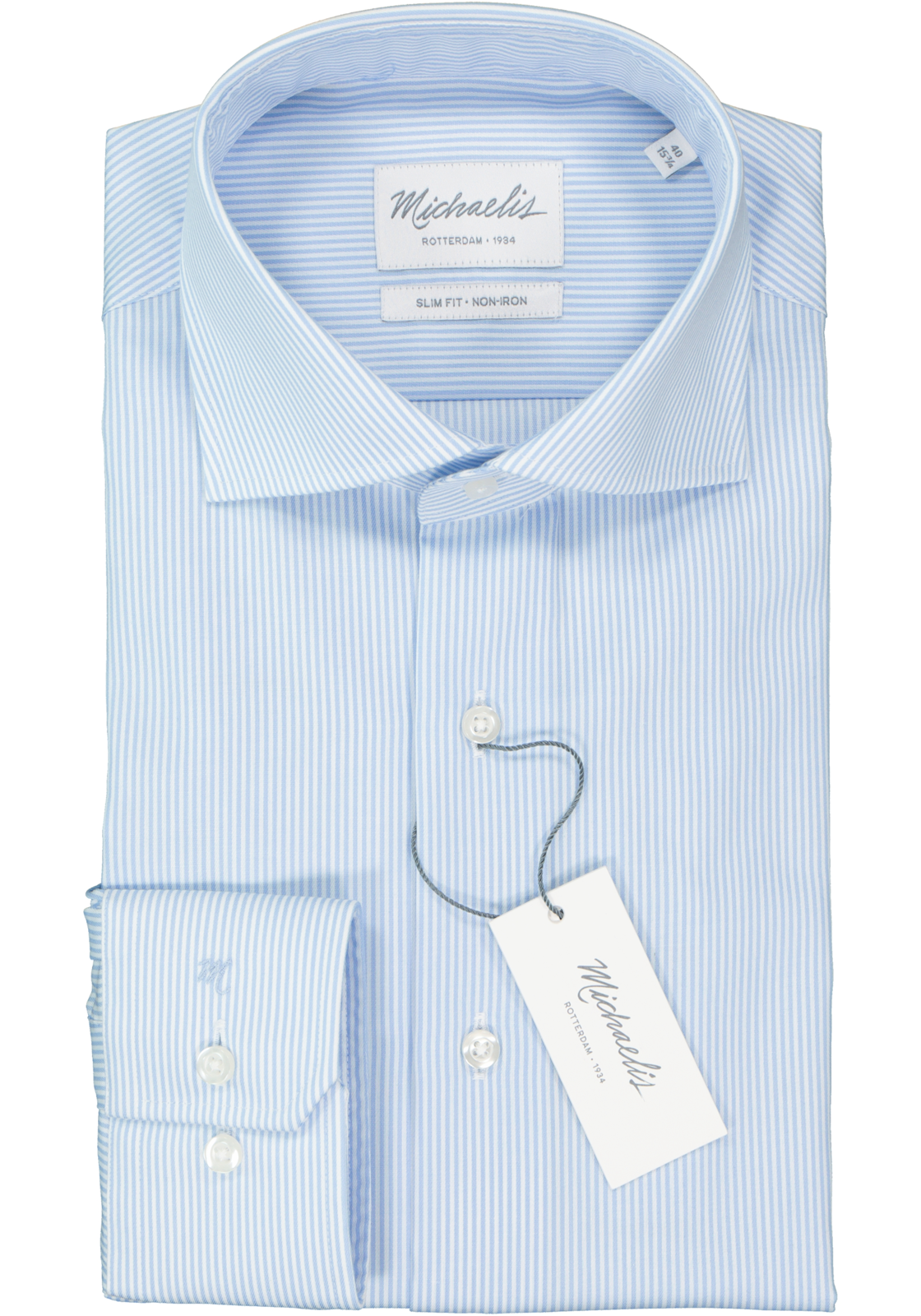 2-8717996682791_michaelis_overhemd__HR Michaelis Slim Fit overhemd, poplin, lichtblauw met wit gestreept