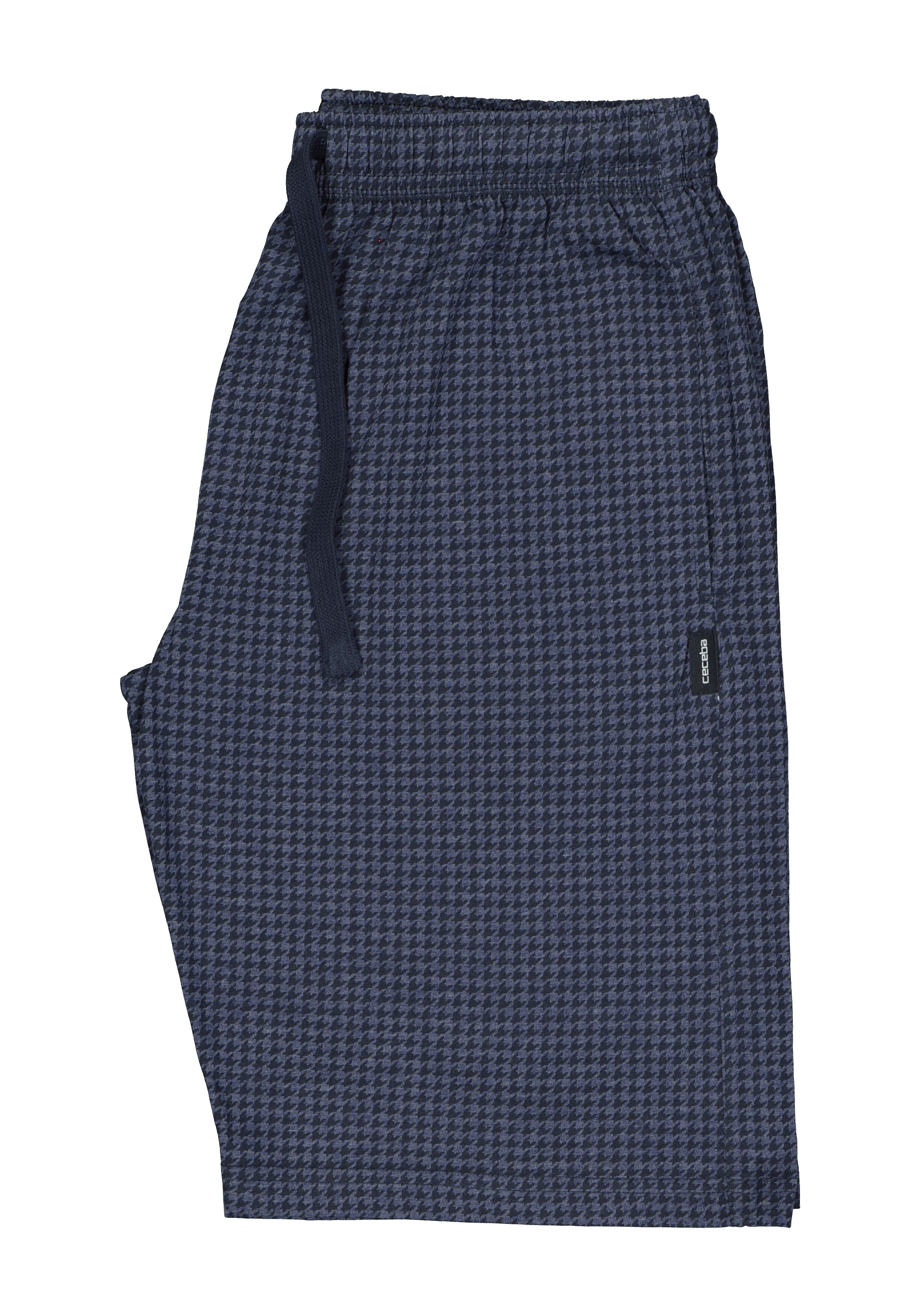 Ceceba heren pyjamabroek kort, blauw pied de poule