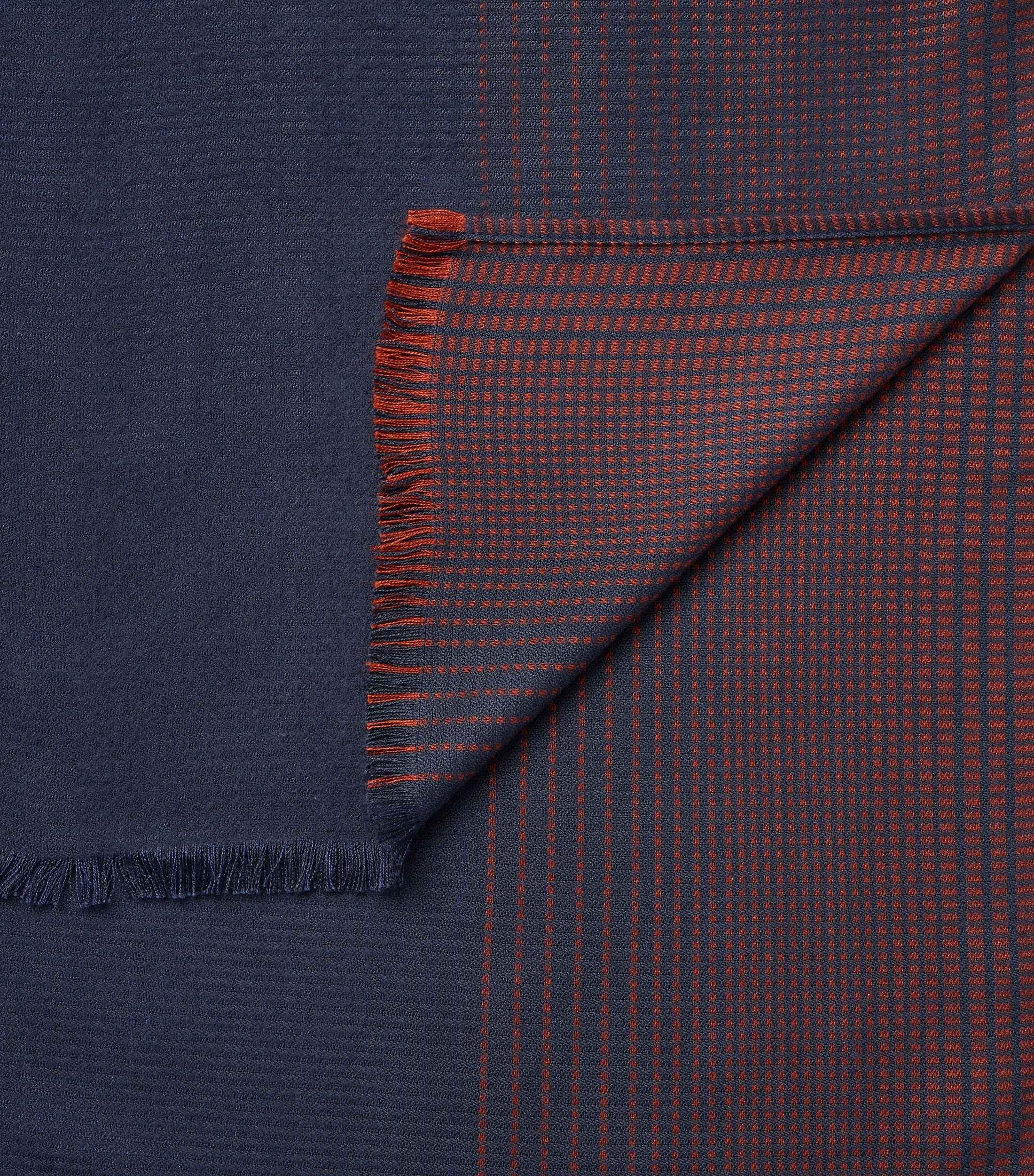 CASA MODA sjaal, donkerblauw, oranje dessin