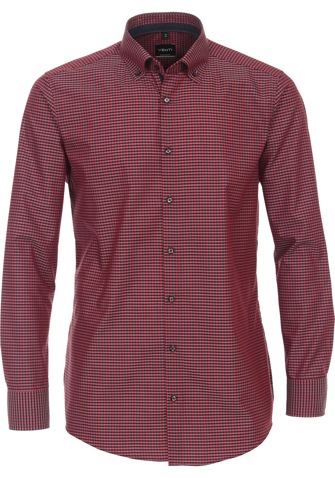 1-4064813453183-venti-overhemd_HR VENTI modern fit overhemd, popeline, rood geruit