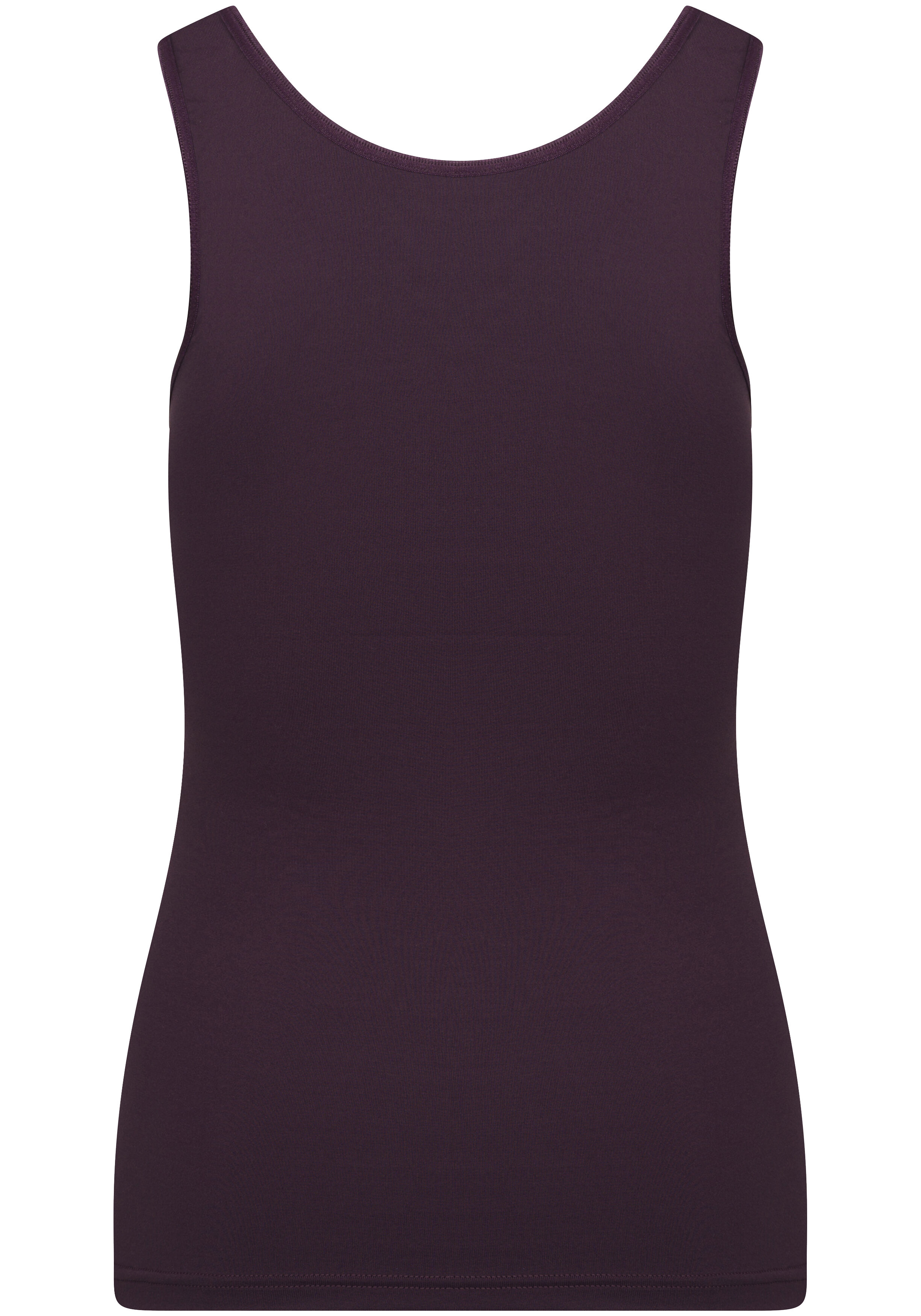 RJ Bodywear Pure Color dames top (1-pack), hemdje met brede banden, aubergine