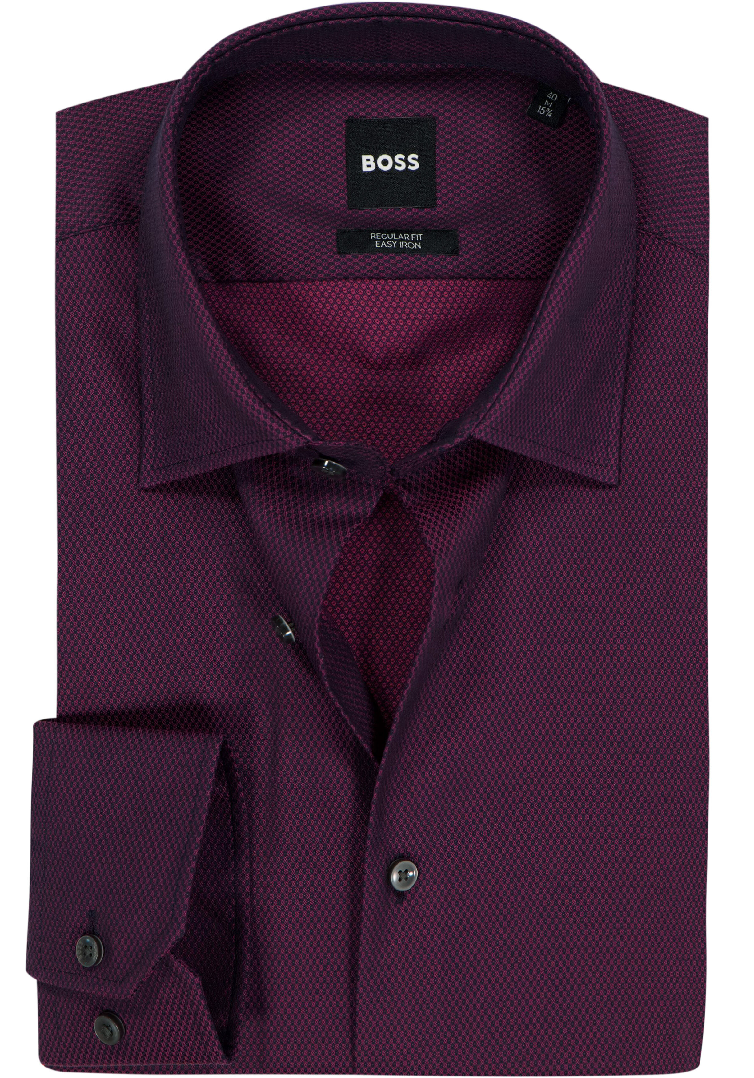 BOSS Joe regular fit overhemd, structuur, bordeauxrood