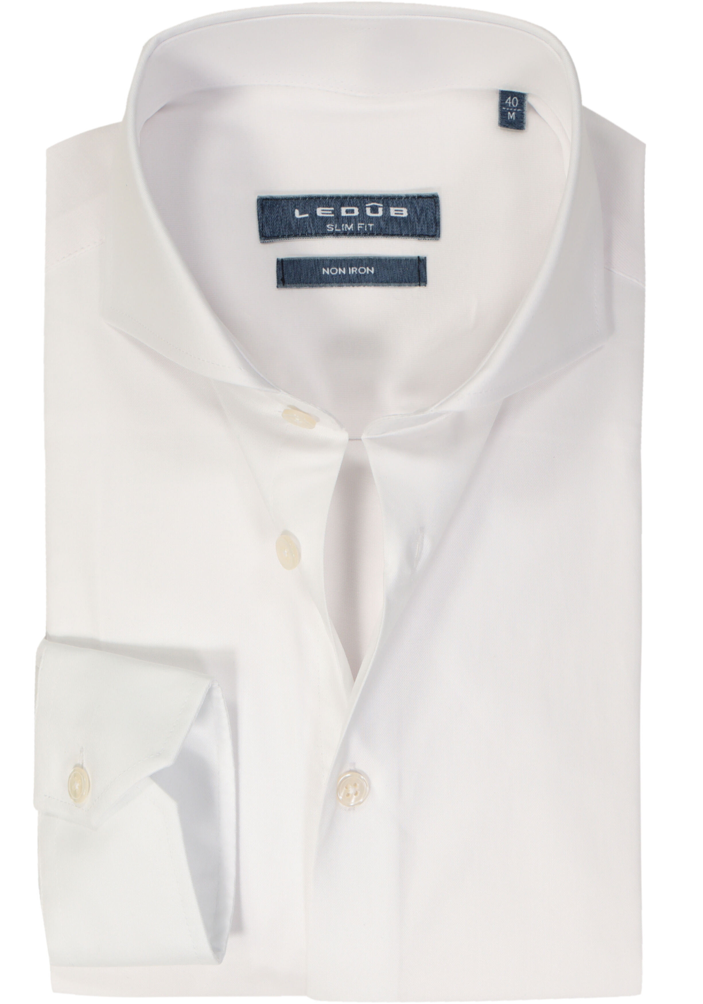 Ledub slim fit overhemd, mouwlengte 72 cm, wit