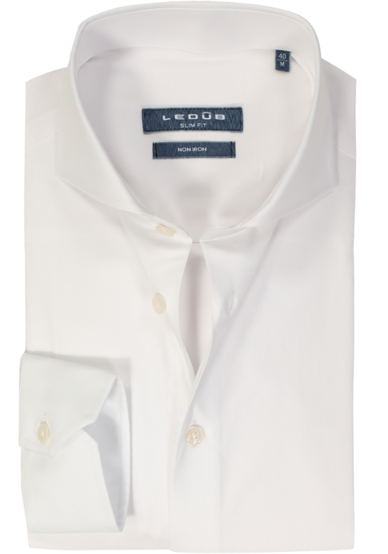 Ledub slim fit overhemd, mouwlengte 72 cm, wit Ledub slim fit overhemd, mouwlengte 72 cm, wit