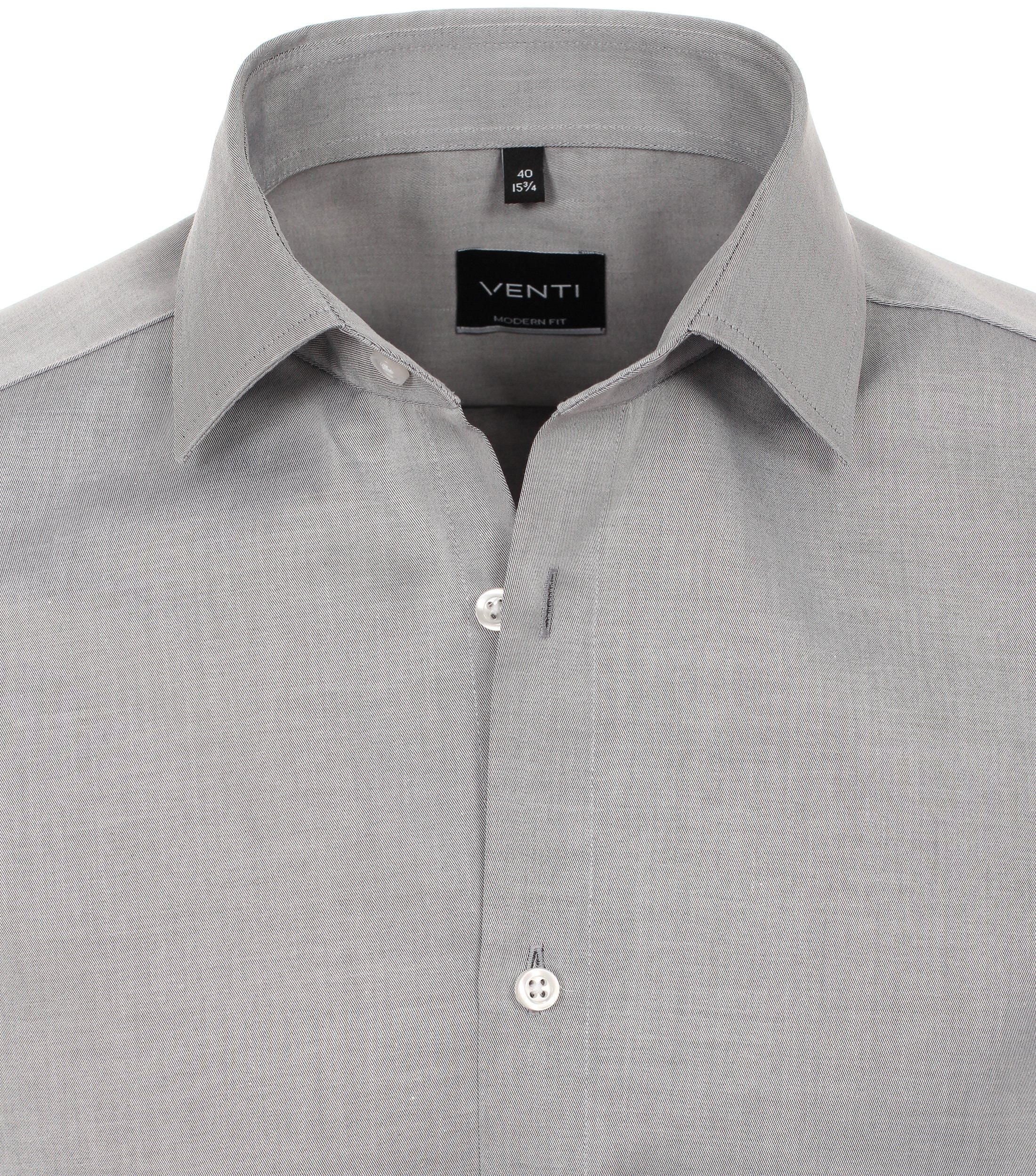 VENTI modern fit overhemd, mouwlengte 7, twill, zilvergrijs