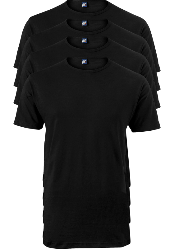 ALAN RED T-shirts Derby extra lang (4-pack), O-hals, zwart ALAN RED T-shirts Derby extra lang (4-pack), O-hals, zwart