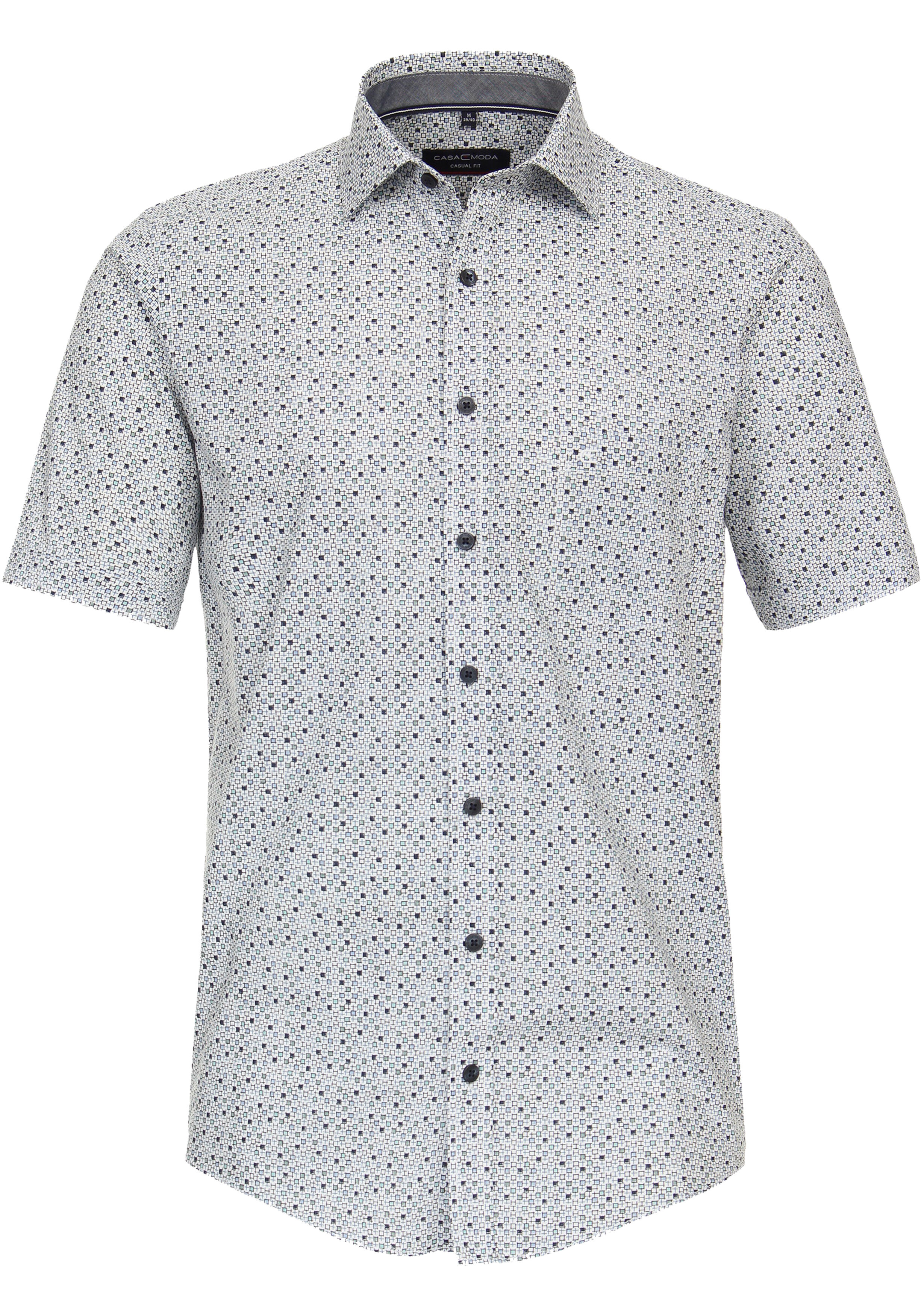 CASA MODA Sport casual fit overhemd, korte mouw, popeline, blauw dessin