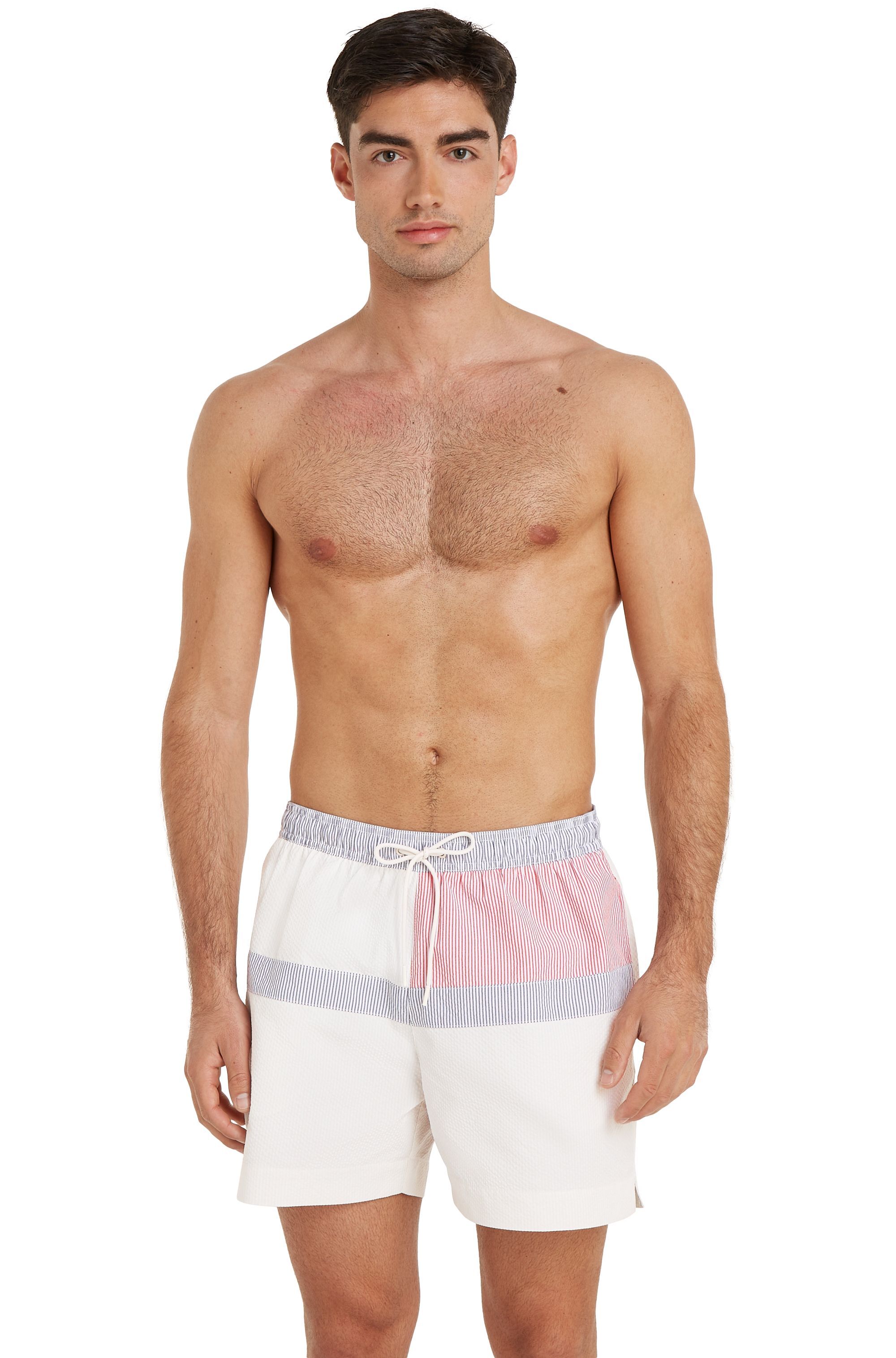 Tommy Hilfiger Medium Drawstring swimshort, heren zwembroek, wit gestreept