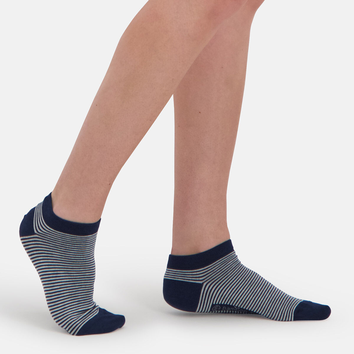 Bamboo Basics Dani sneaker socks (3-pack), unisex sneakersokken, donkerblauw, gestreept, donkerblauw