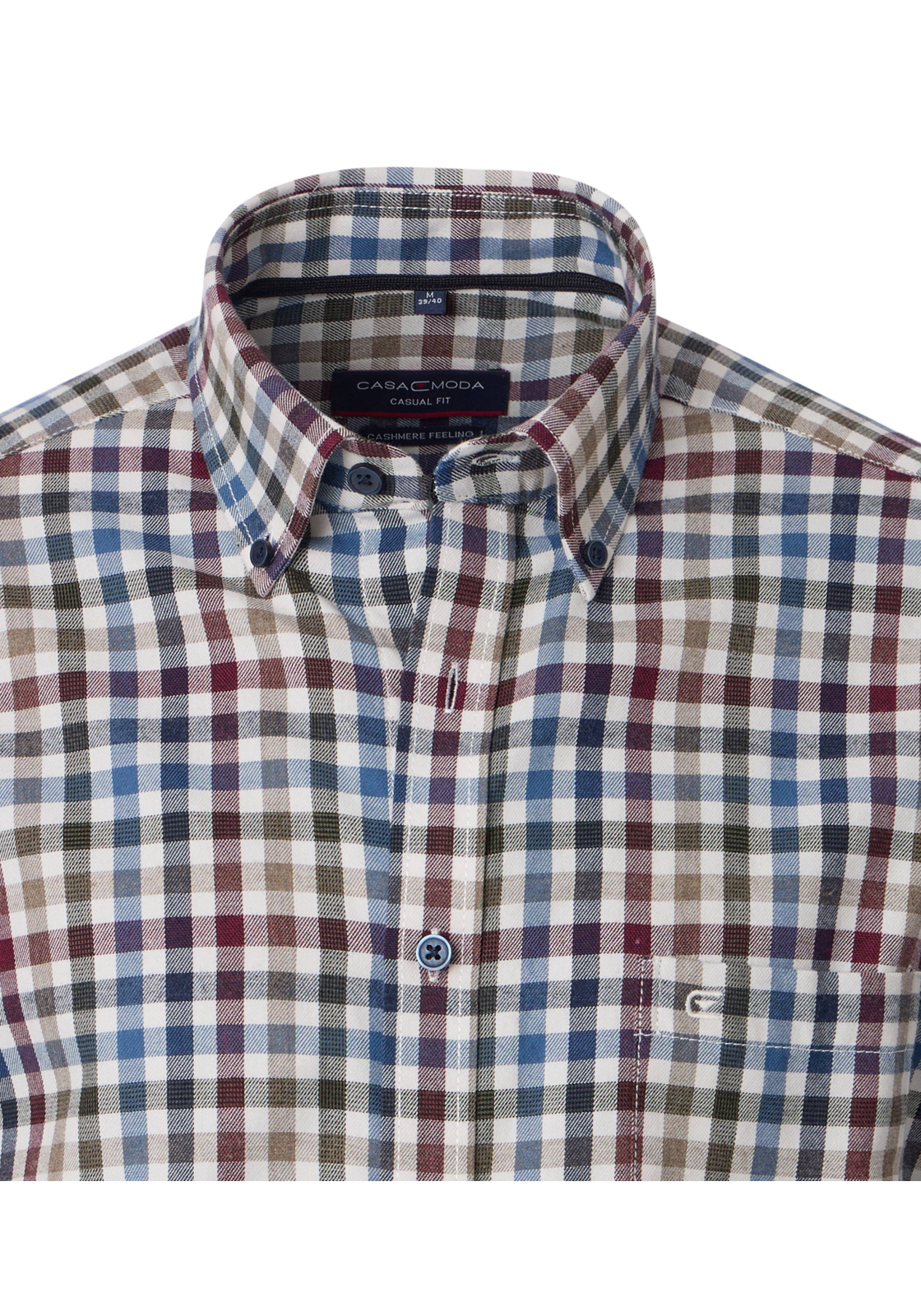 CASA MODA Sport casual fit overhemd, flanel, rood geruit - 444308000-400 CASA MODA Sport casual fit overhemd, flanel, rood geruit - 444308000-400