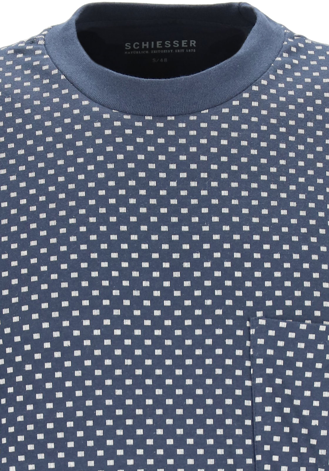 7-4007064786259-schiesser-SCHIESSER-PJ-blauw-159620803-detail_HR SCHIESSER heren pyjama, O-hals, blauw met wit dessin