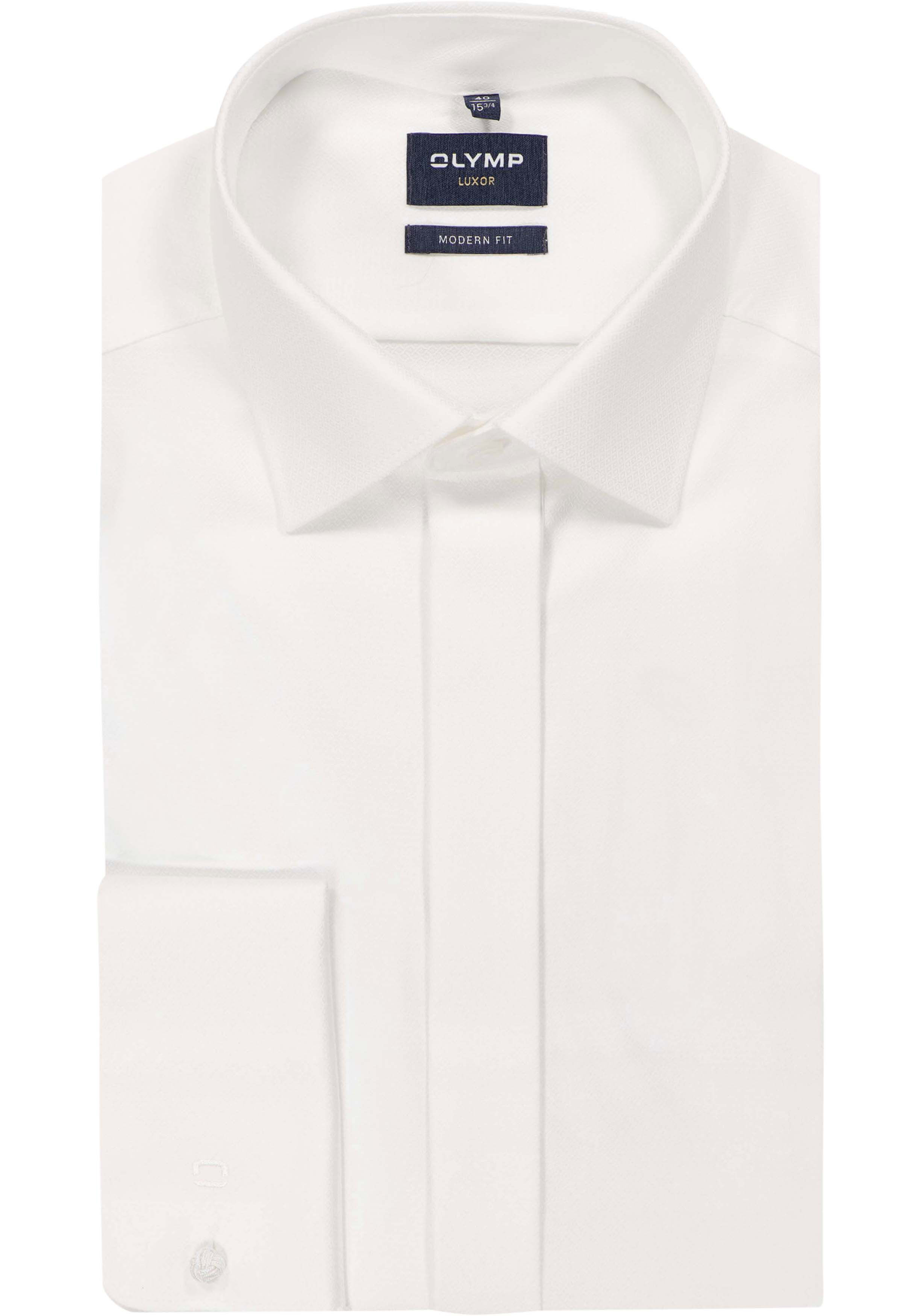 OLYMP Luxor modern fit overhemd, smoking overhemd structuur, offwhite