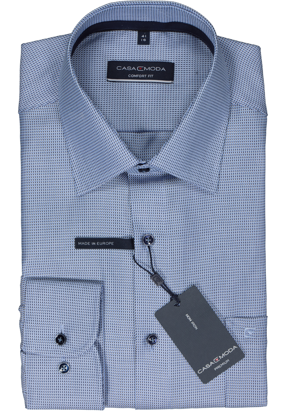 2-4064813728083_casa-moda-overhemd_HR CASA MODA comfort fit overhemd, dobby, blauw