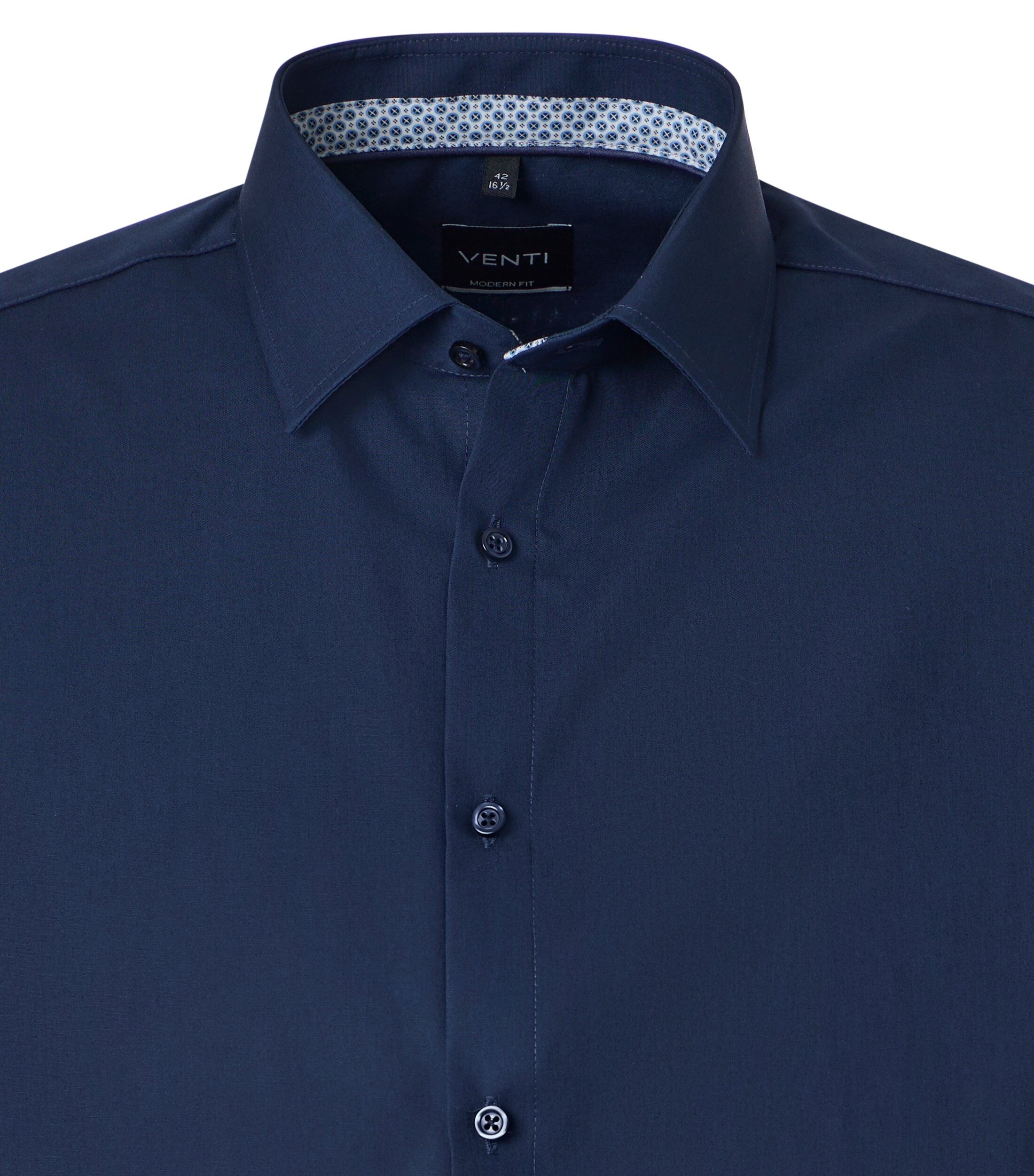 VENTI modern fit overhemd, korte mouw, popeline, donkerblauw