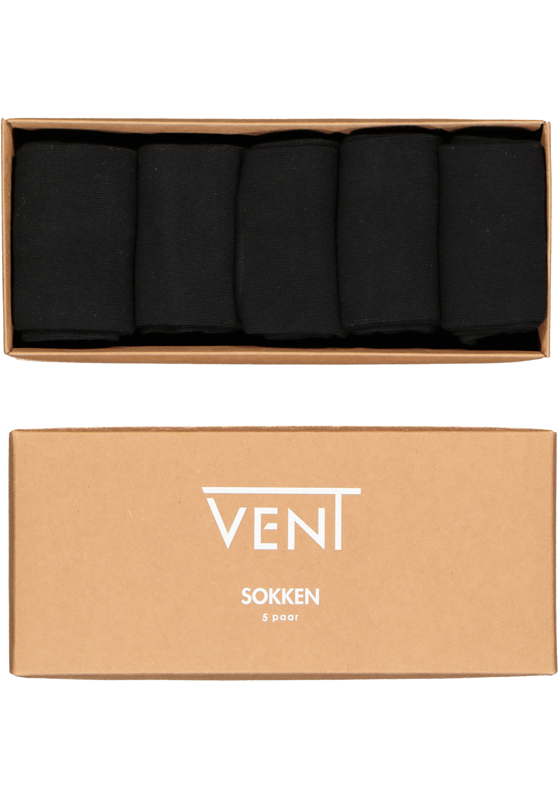 1-8719327452974_vent_sokken_doos_5p_HR VENT herensokken katoen (5-pack), zwart
