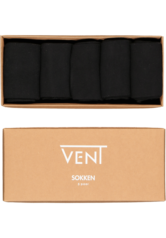 VENT herensokken katoen (5-pack), zwart VENT herensokken katoen (5-pack), zwart