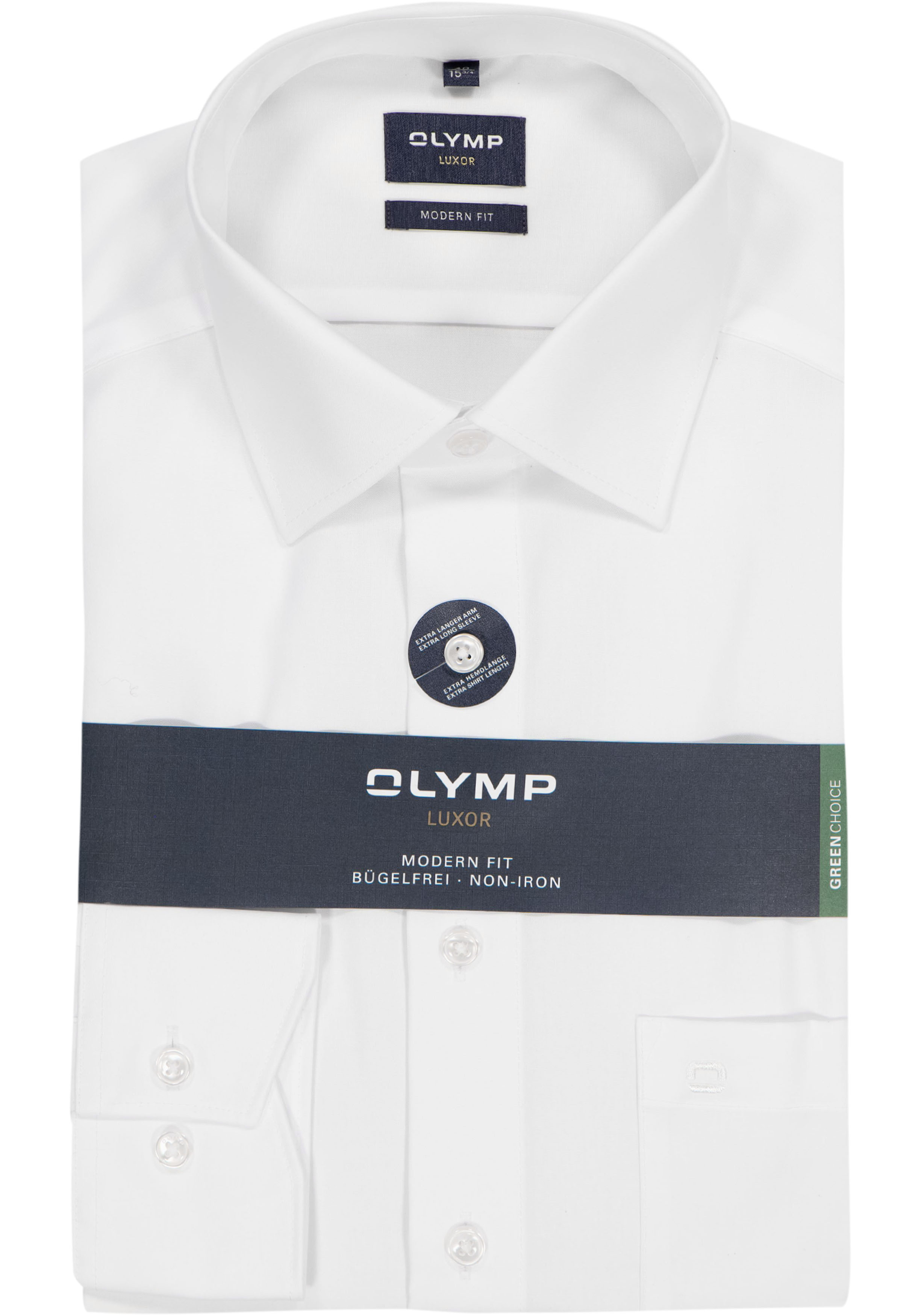 OLYMP Luxor modern fit overhemd, mouwlengte 7, wit