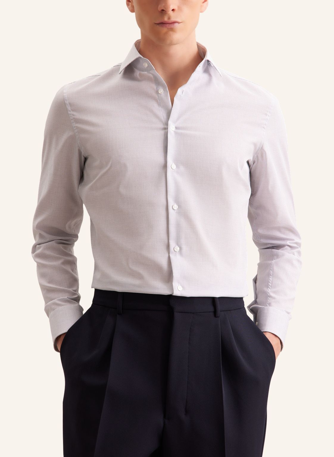 Seidensticker x-slim fit overhemd, popeline, blauw geruit