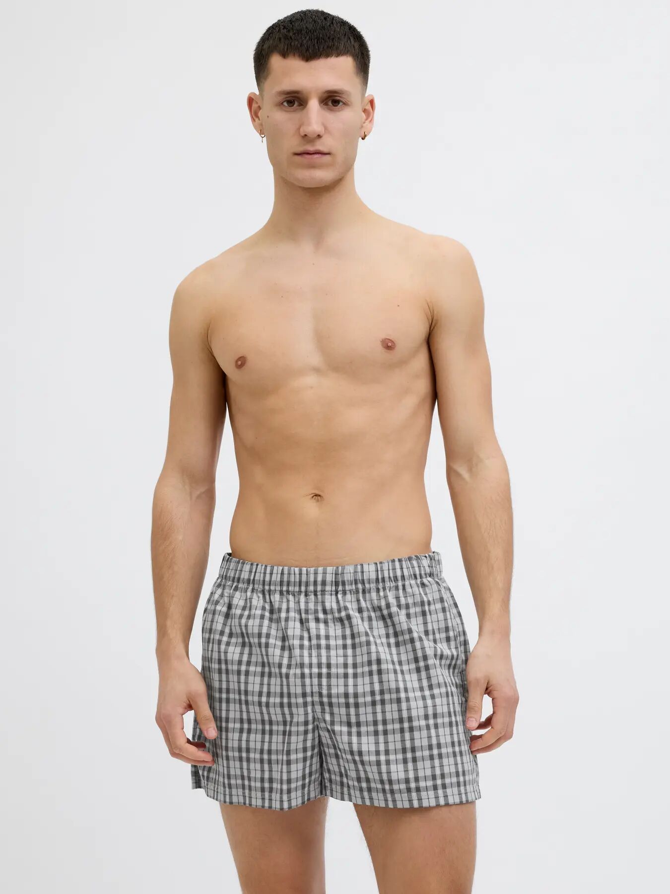 JACK & JONES Jacmilano woven boxers (3-pack), heren wijde boxers, poppy seed black, vapor blue checks