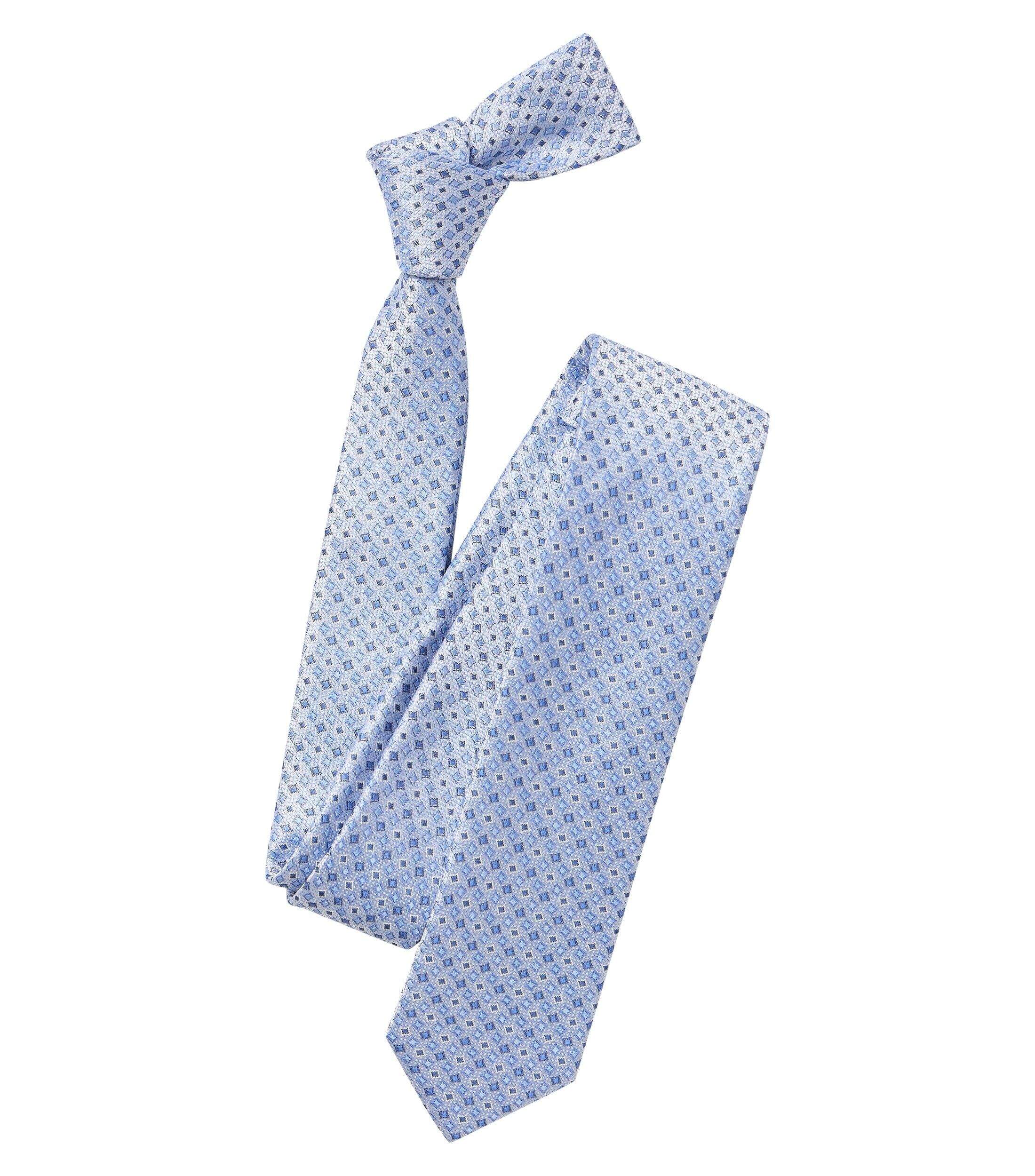 VENTI stropdas, blauw met wit en beige dessin