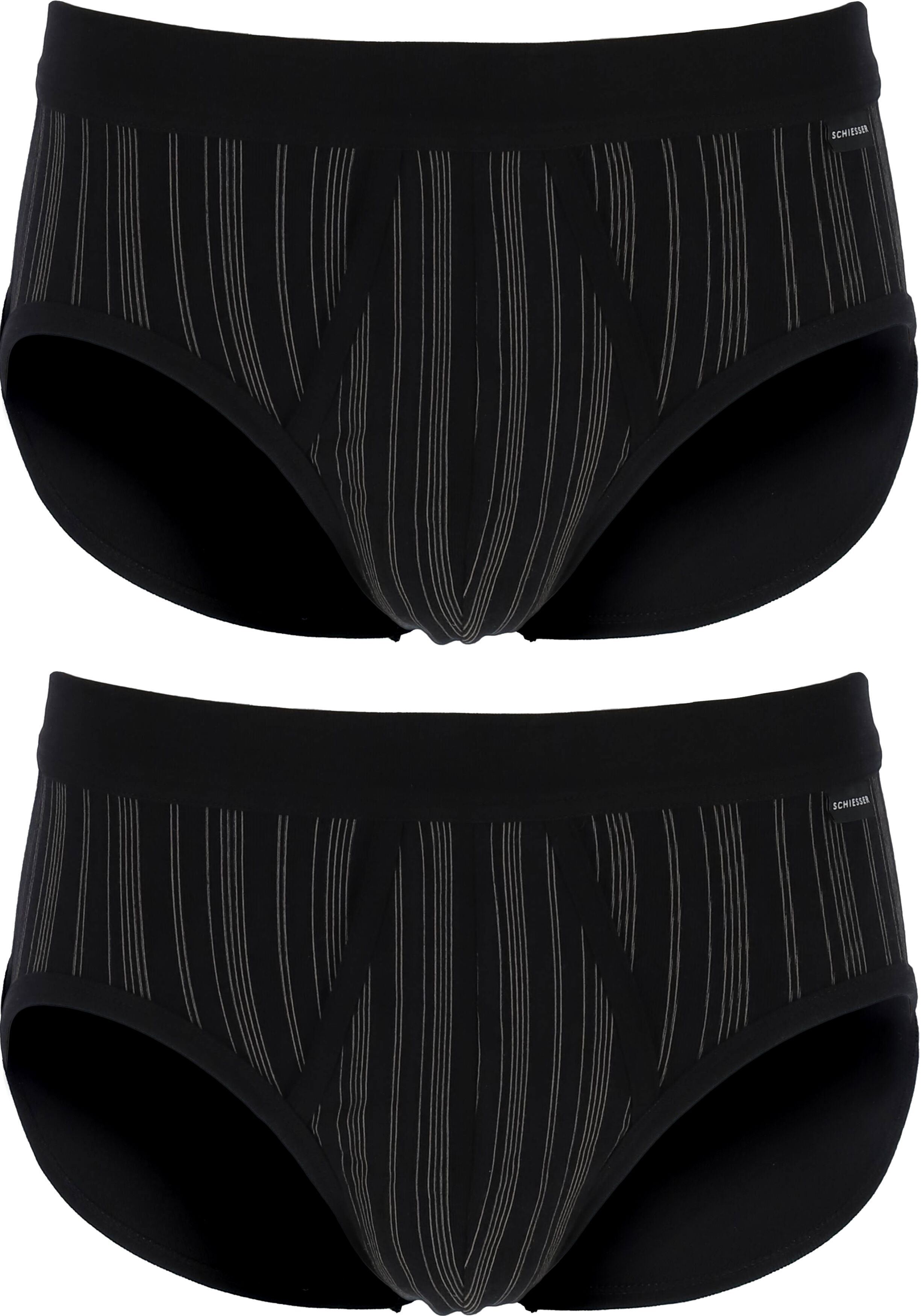 SCHIESSER Original Classics sportslips (2-pack), Feinripp met gulp, zwart gestreept           