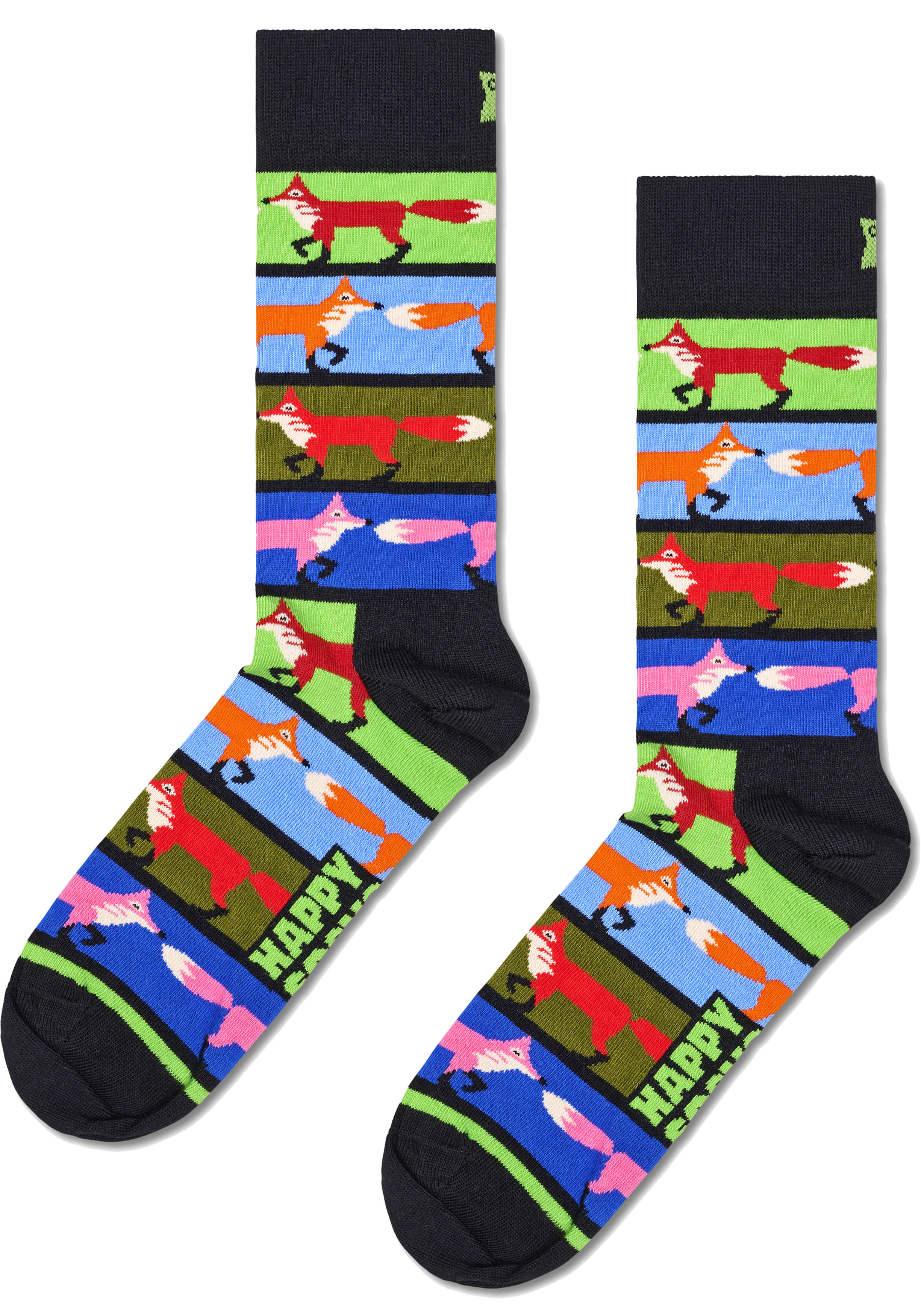 Happy Socks Fox Stripe Sock, unisex sokken, zwart