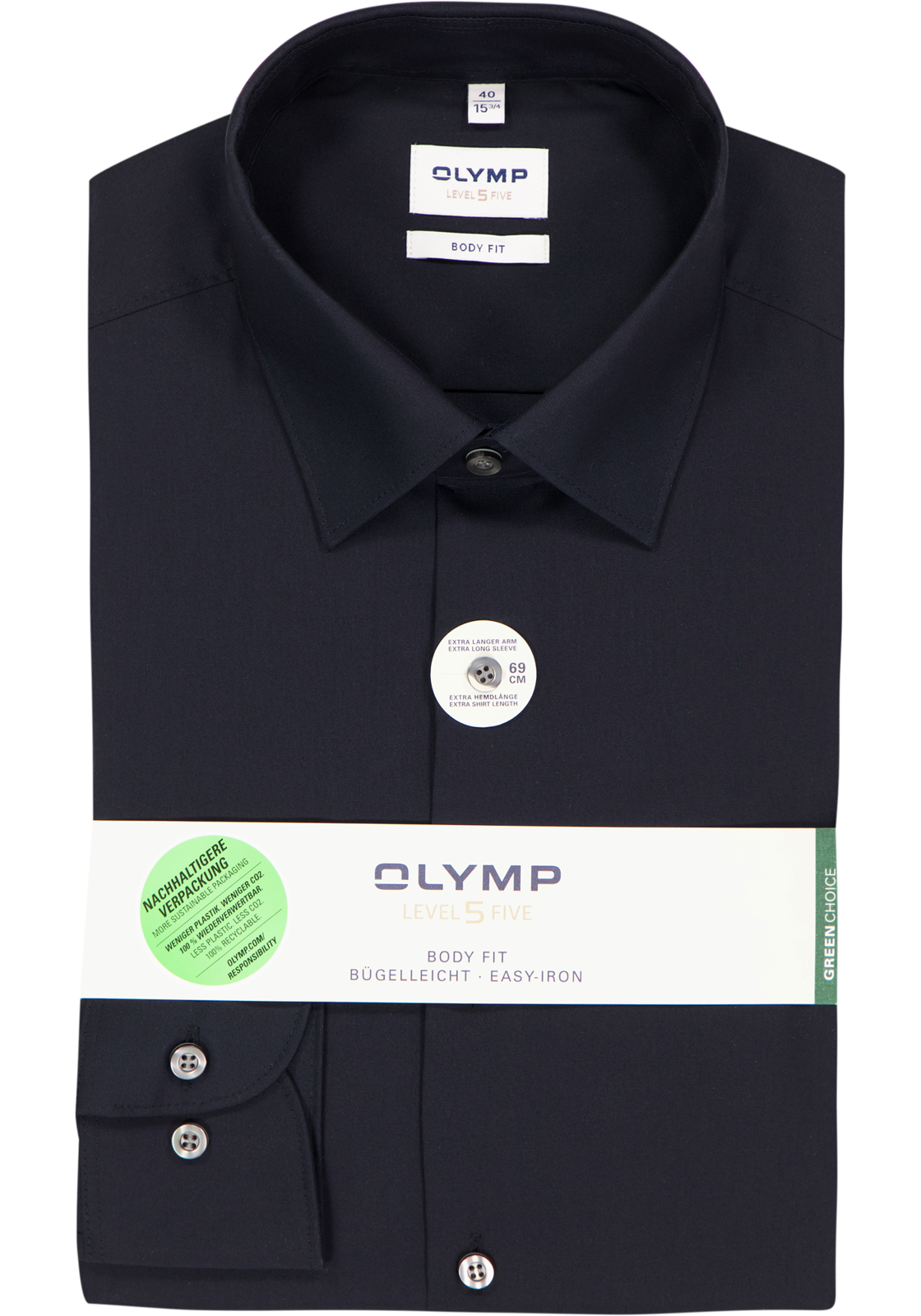 OLYMP Level 5 body fit overhemd, mouwlengte 7, zwart OLYMP Level 5 body fit overhemd, mouwlengte 7, zwart