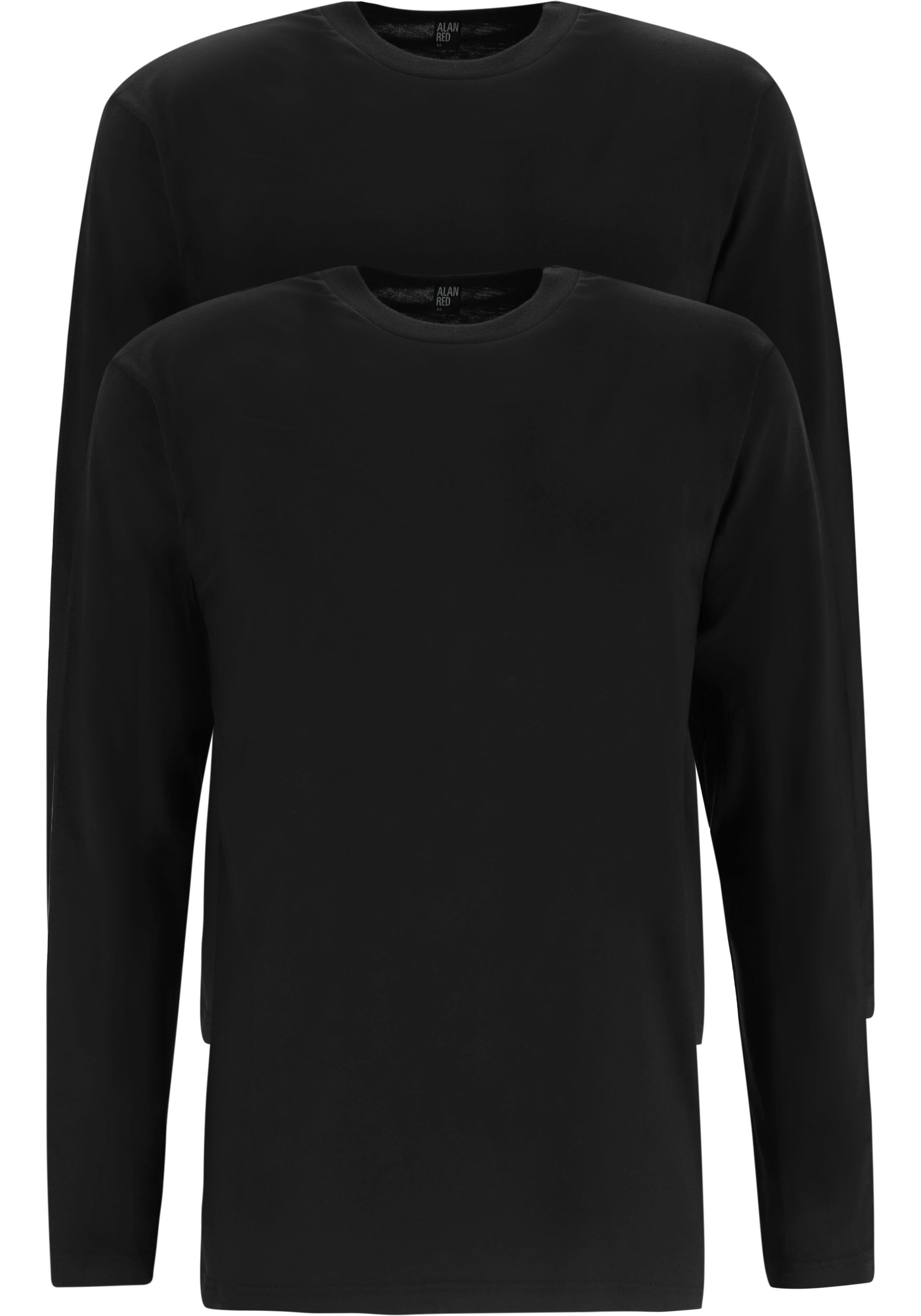 ALAN RED T-shirts VIRGINIA SLEEVE (2-pack), O-hals lange mouw, zwart
