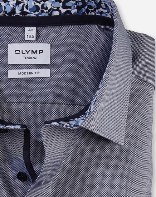 OLYMP Tendenz modern fit overhemd, structuur, marineblauw