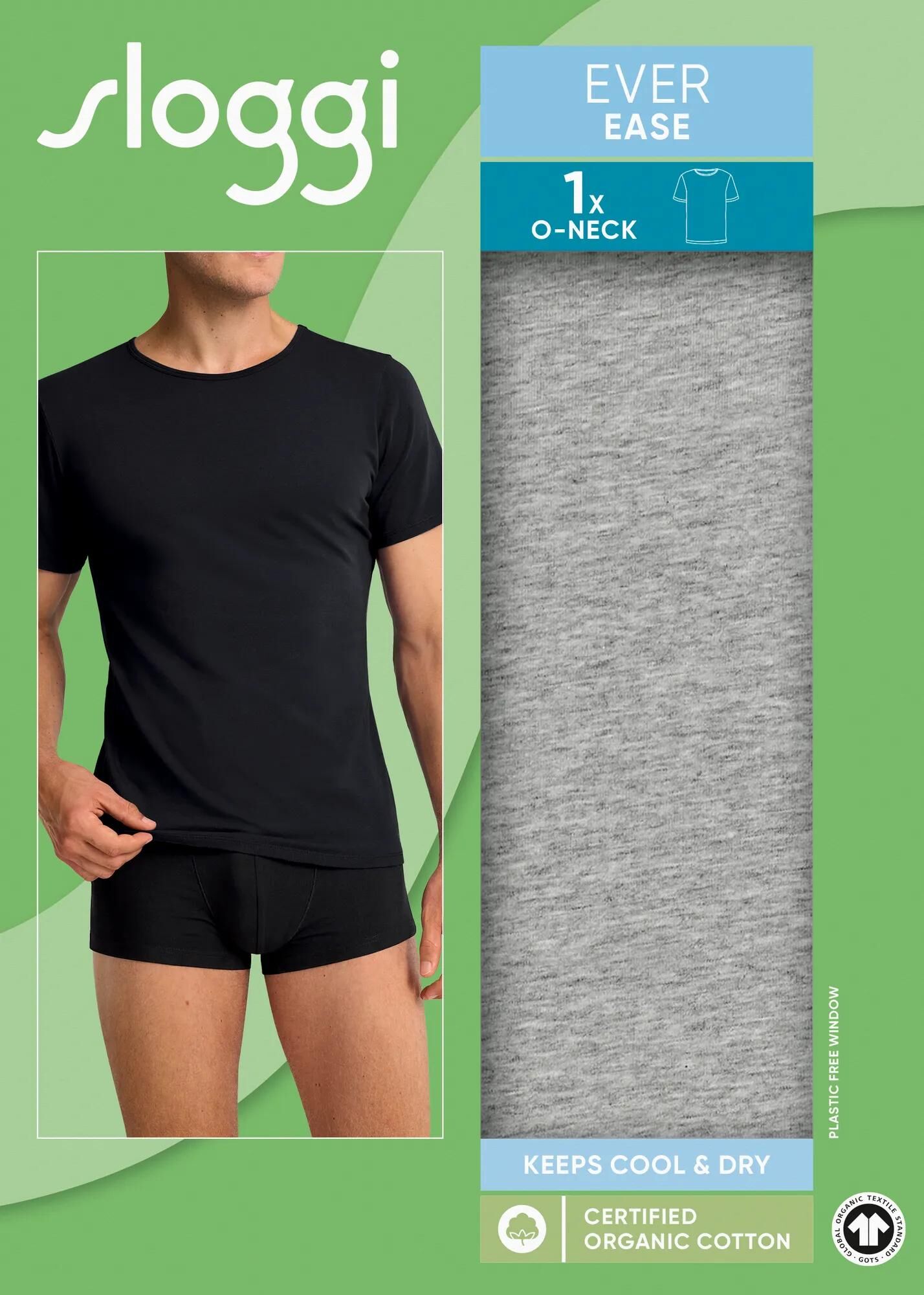 Sloggi Men EVER Ease O-Neck, heren T-shirt met een O-hals (1-pack), donkergrijs melange
