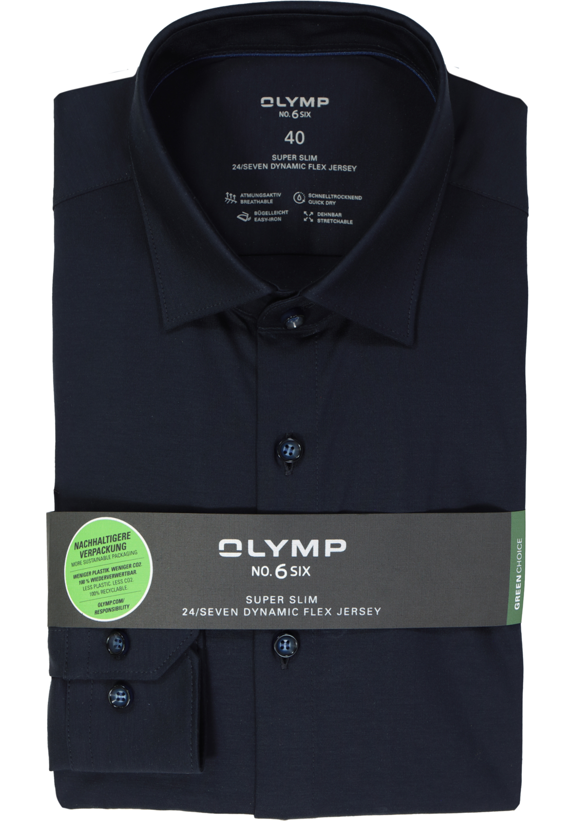OLYMP No. Six 24/Seven super slim fit overhemd, tricot, marine blauw OLYMP No. Six 24/Seven super slim fit overhemd, tricot, marine blauw