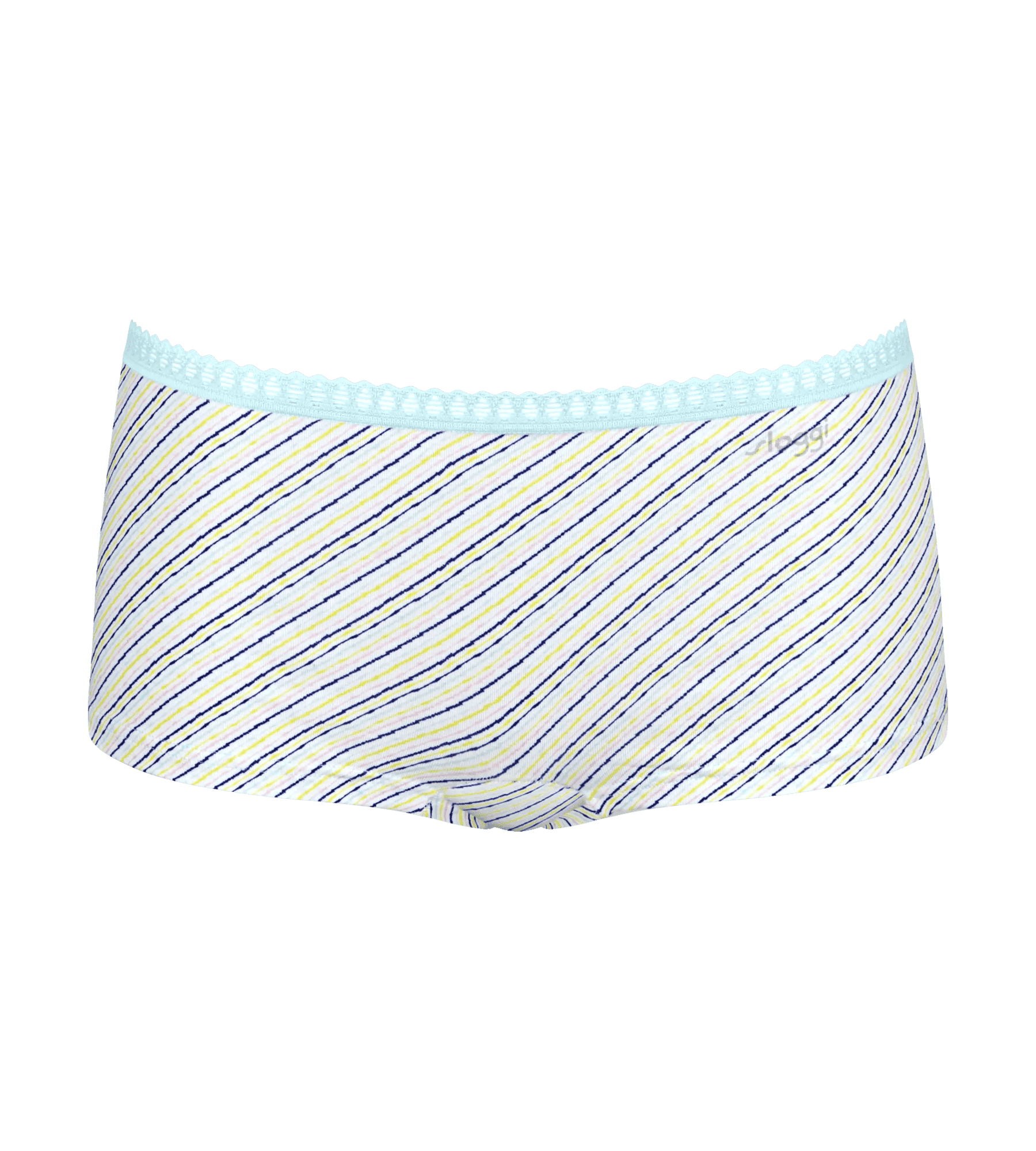 Sloggi Women GO Crush Short (3-pack), dames boxer, lichtblauw, kobaltblauw en blauw, wit en geel gestreept