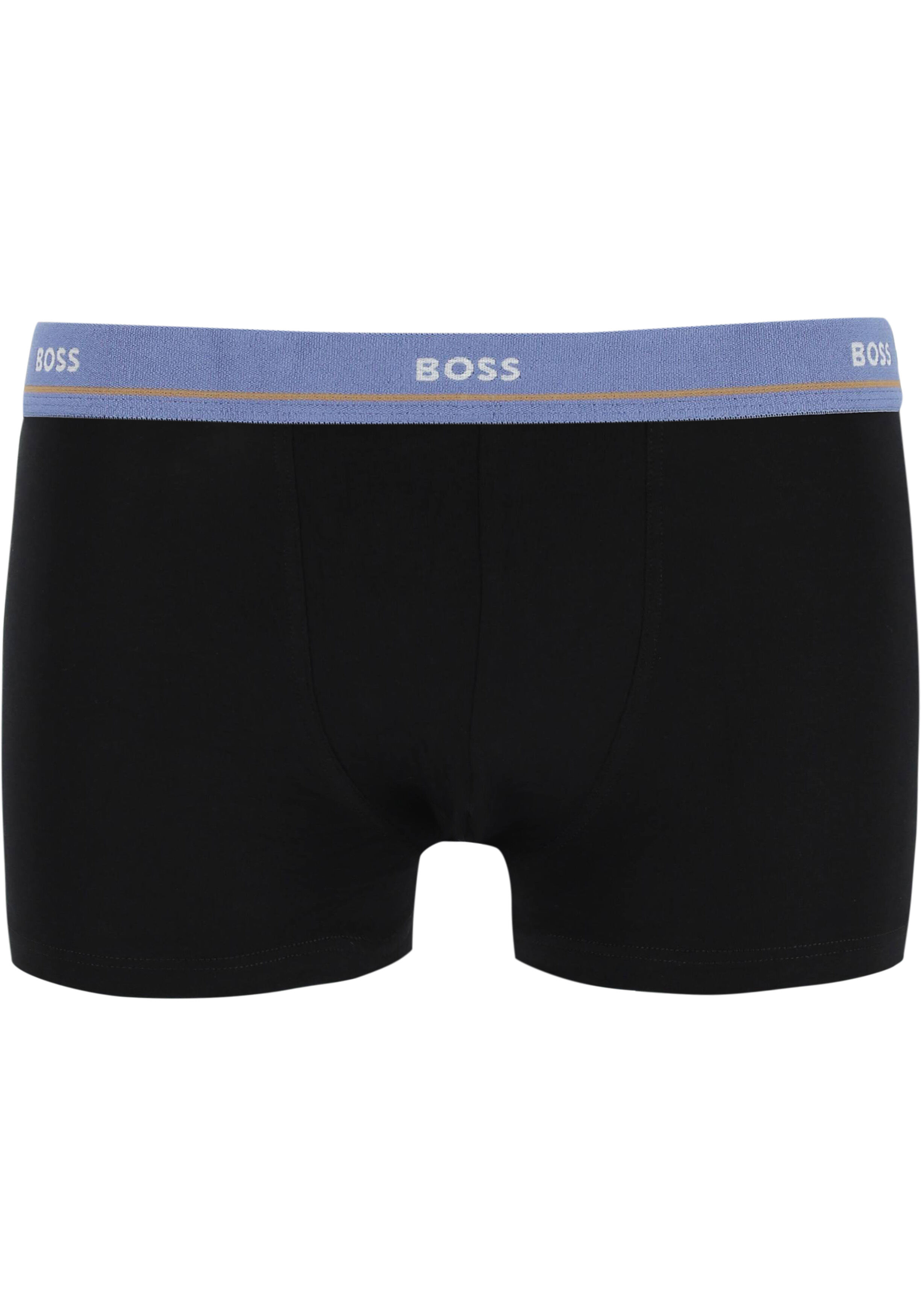 HUGO BOSS Essential trunks (5-pack), heren boxers kort, zwart met gekleurde tailleband
