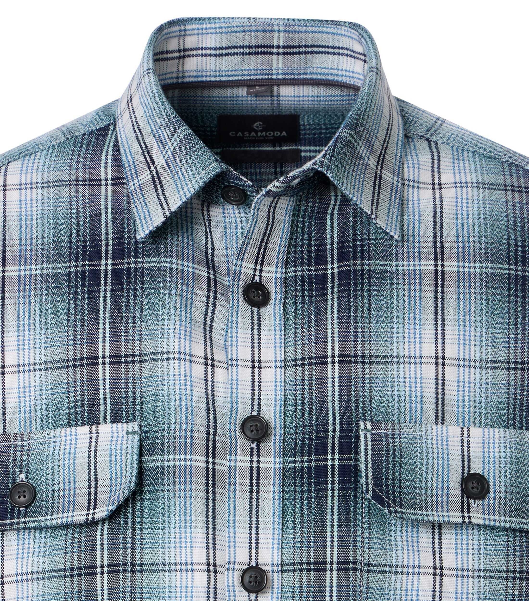 CASA MODA comfort fit overshirt, blauw met turquoise en wit geruit