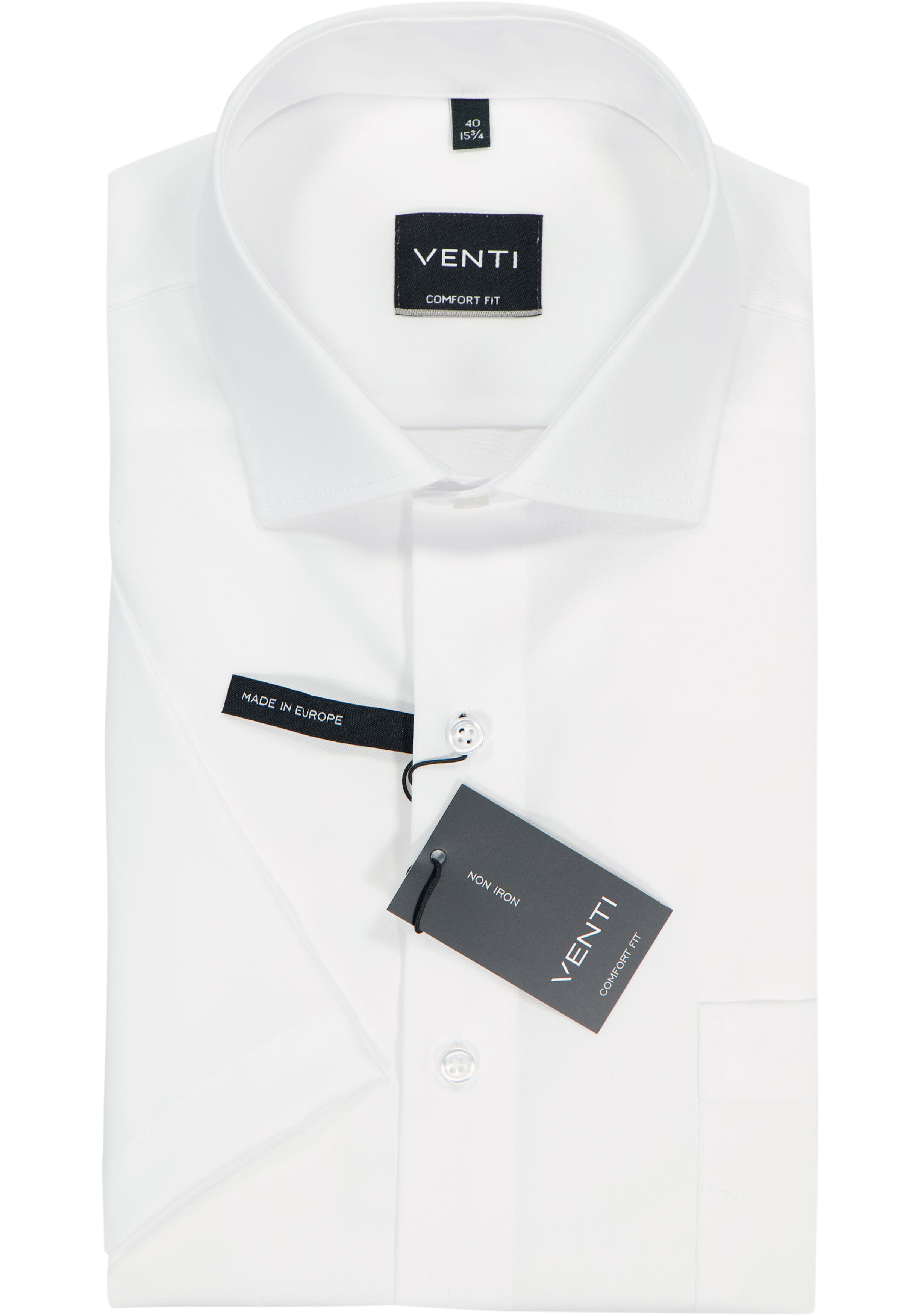 VENTI CASA MODA comfort fit overhemd, korte mouw, structuur, wit