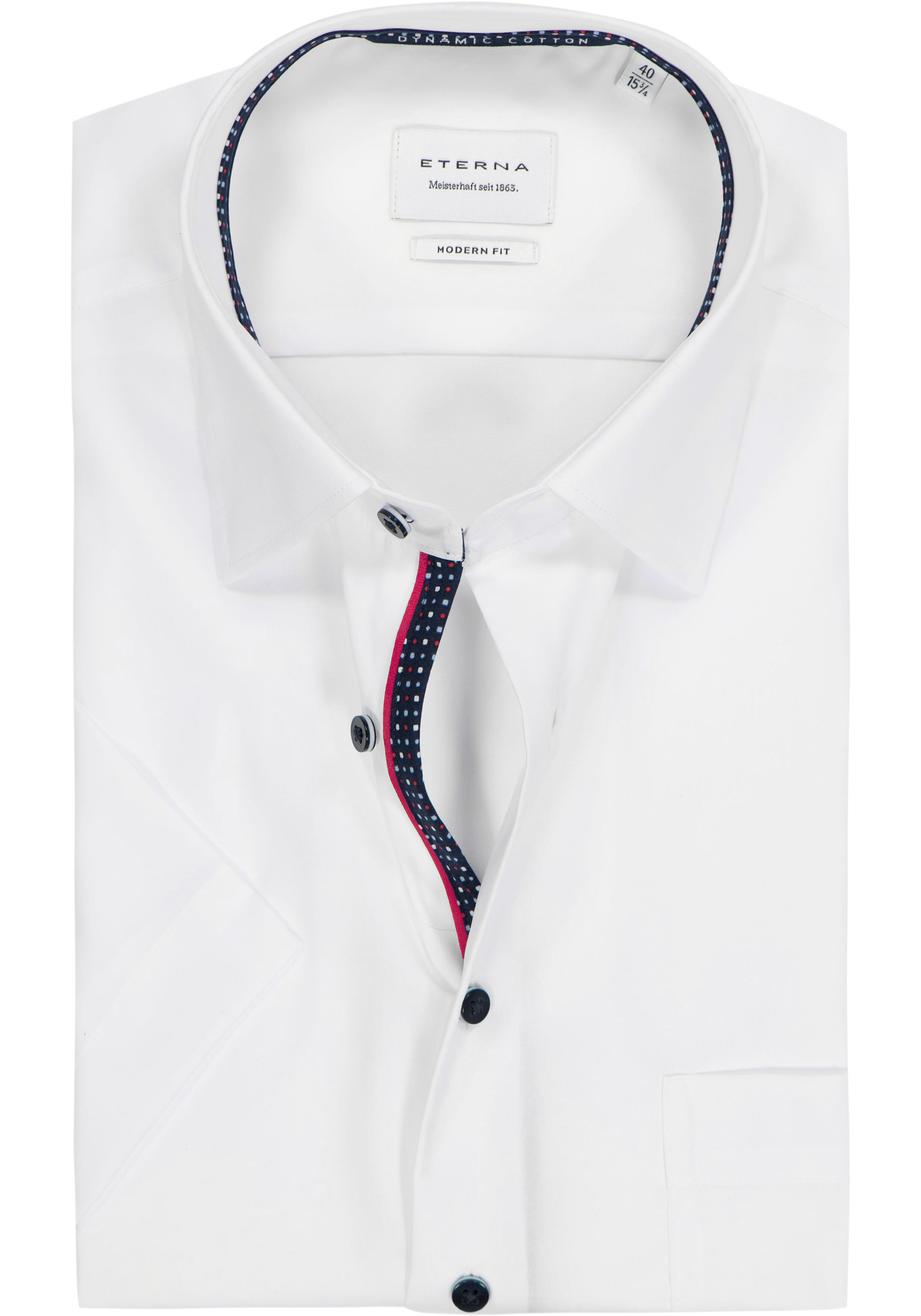 ETERNA modern fit overhemd korte mouw, popeline, wit