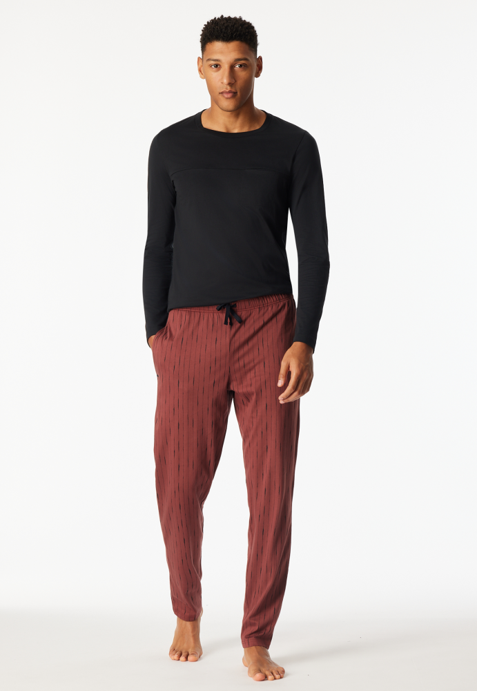 SCHIESSER Mix + Relax Pantalon, heren loungebroek, wijnrood dessin