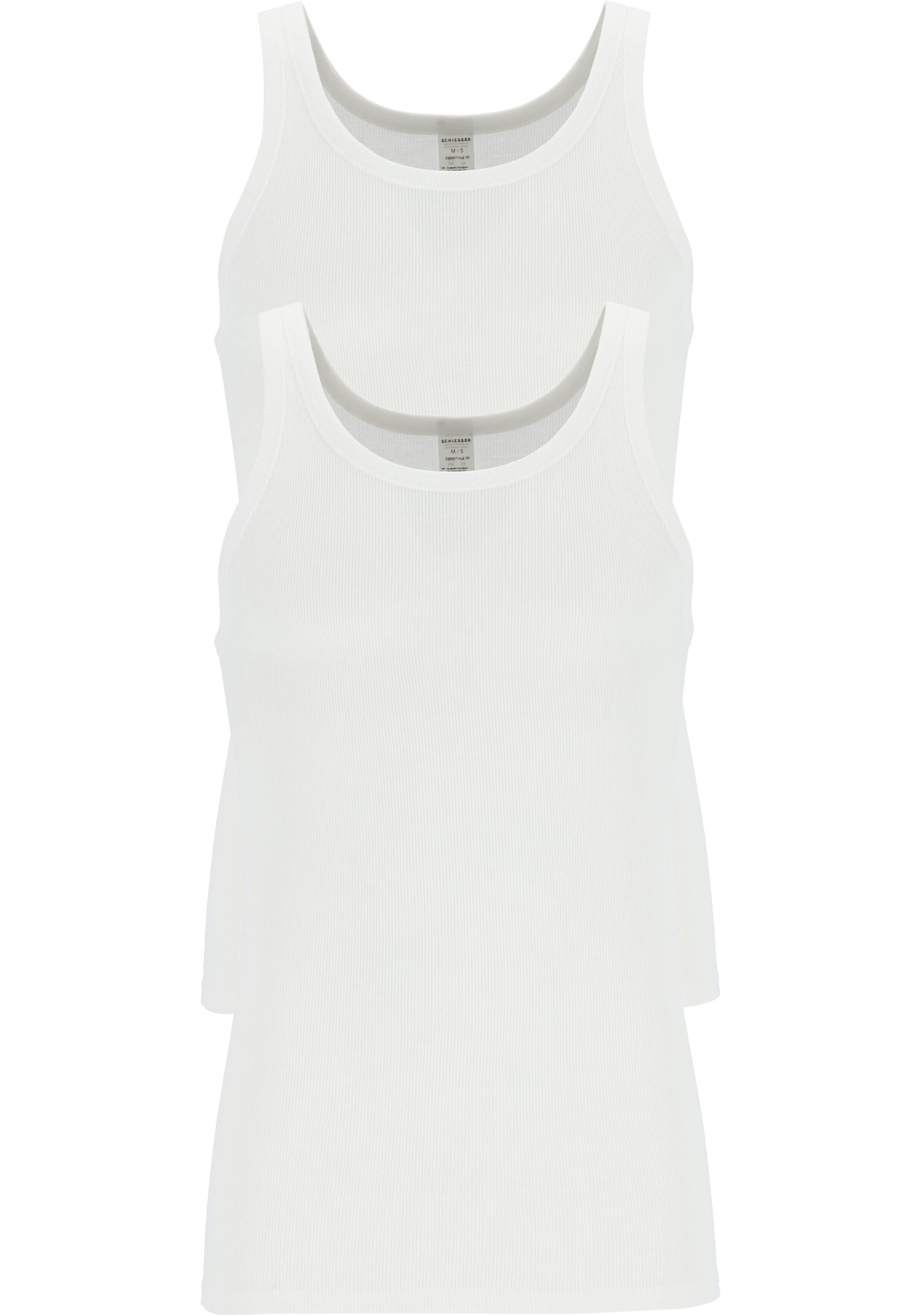 SCHIESSER Essentials singlets (2-pack), Doppelribb, wit         