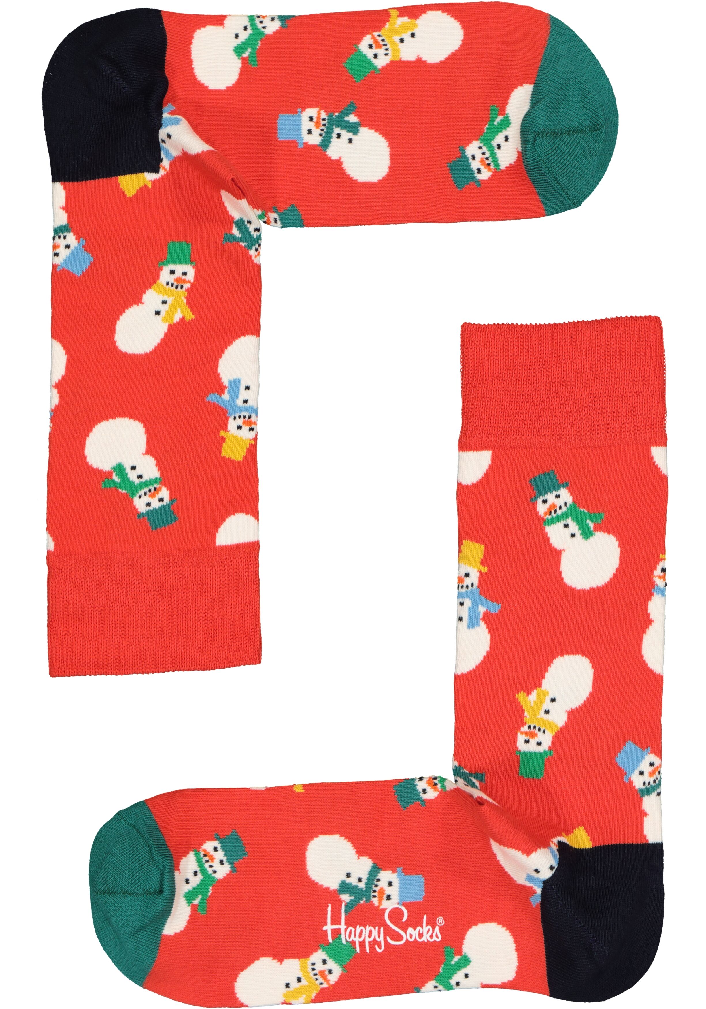 Happy Socks Snowman Socks Gift Set (3-pack), unisex sokken, rood met wit en blauwe sneeuwpret