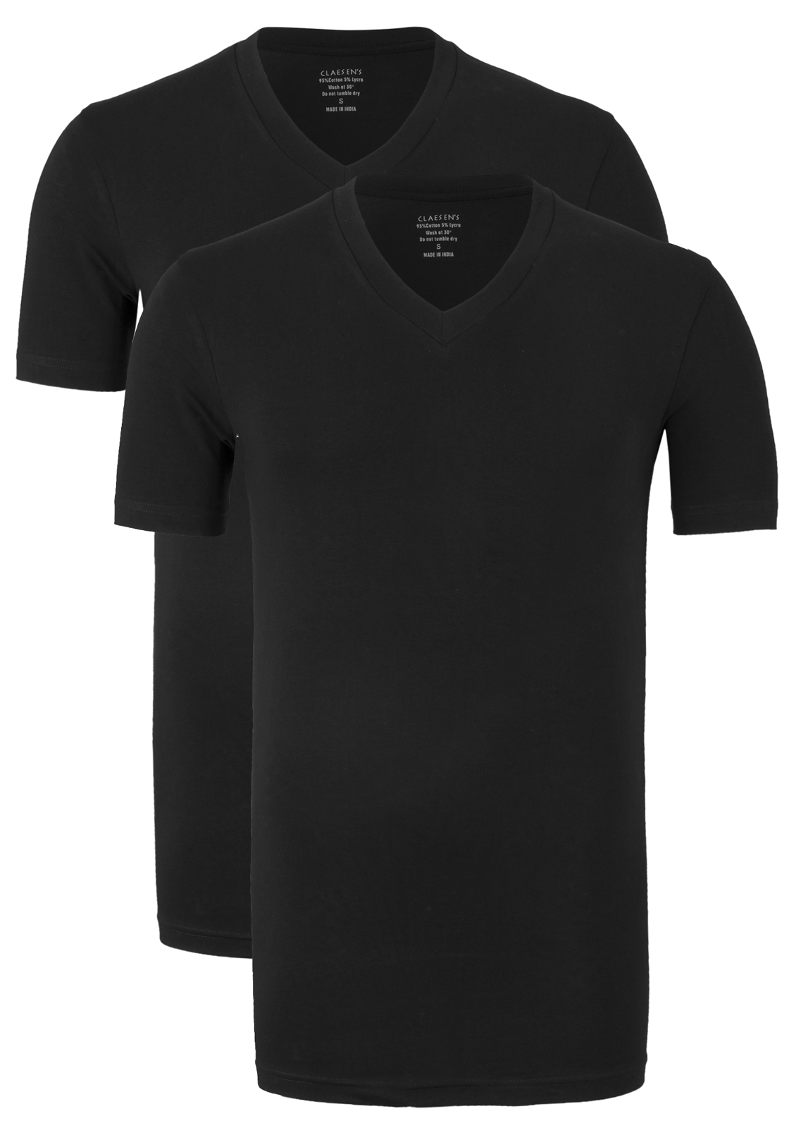 claesens_ondergoedCL1223_black_duo Claesen's Basics T-shirts (2-pack), heren T-shirts V-hals, zwart