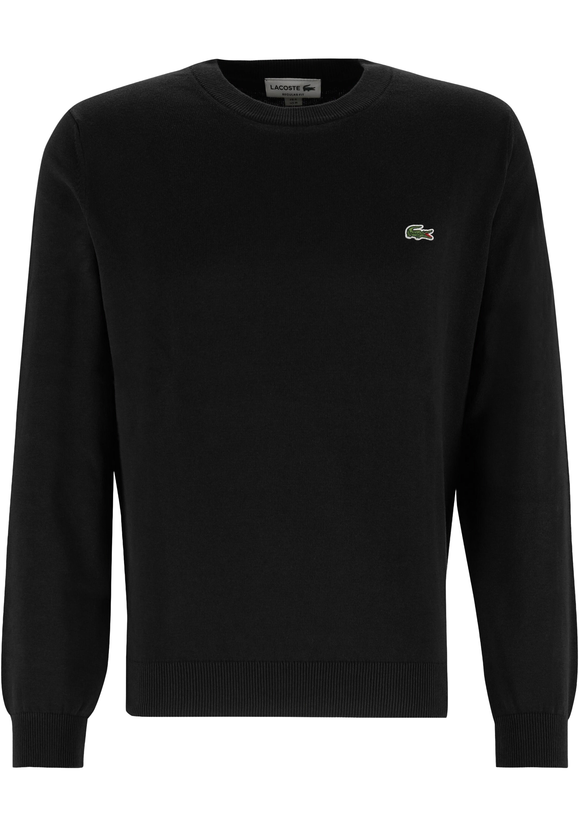 Lacoste herentrui katoen, O-hals, zwart