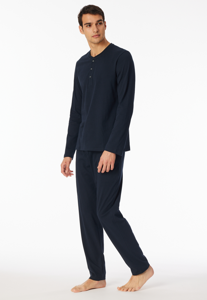 SCHIESSER Mix + Relax Shirt 1/1 arm, heren T-shirt lange mouw, nachtblauw