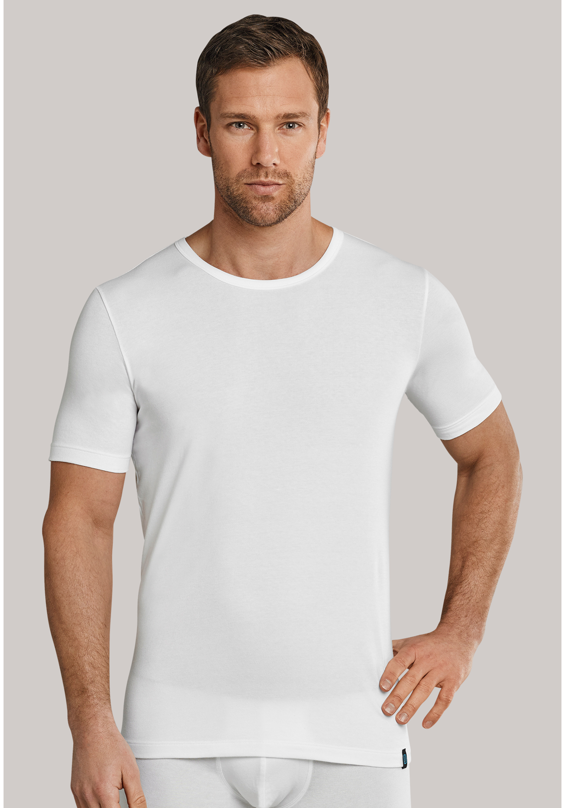 205430-100 SCHIESSER 95/5 heren T-shirt (2-pack), O-hals, wit
