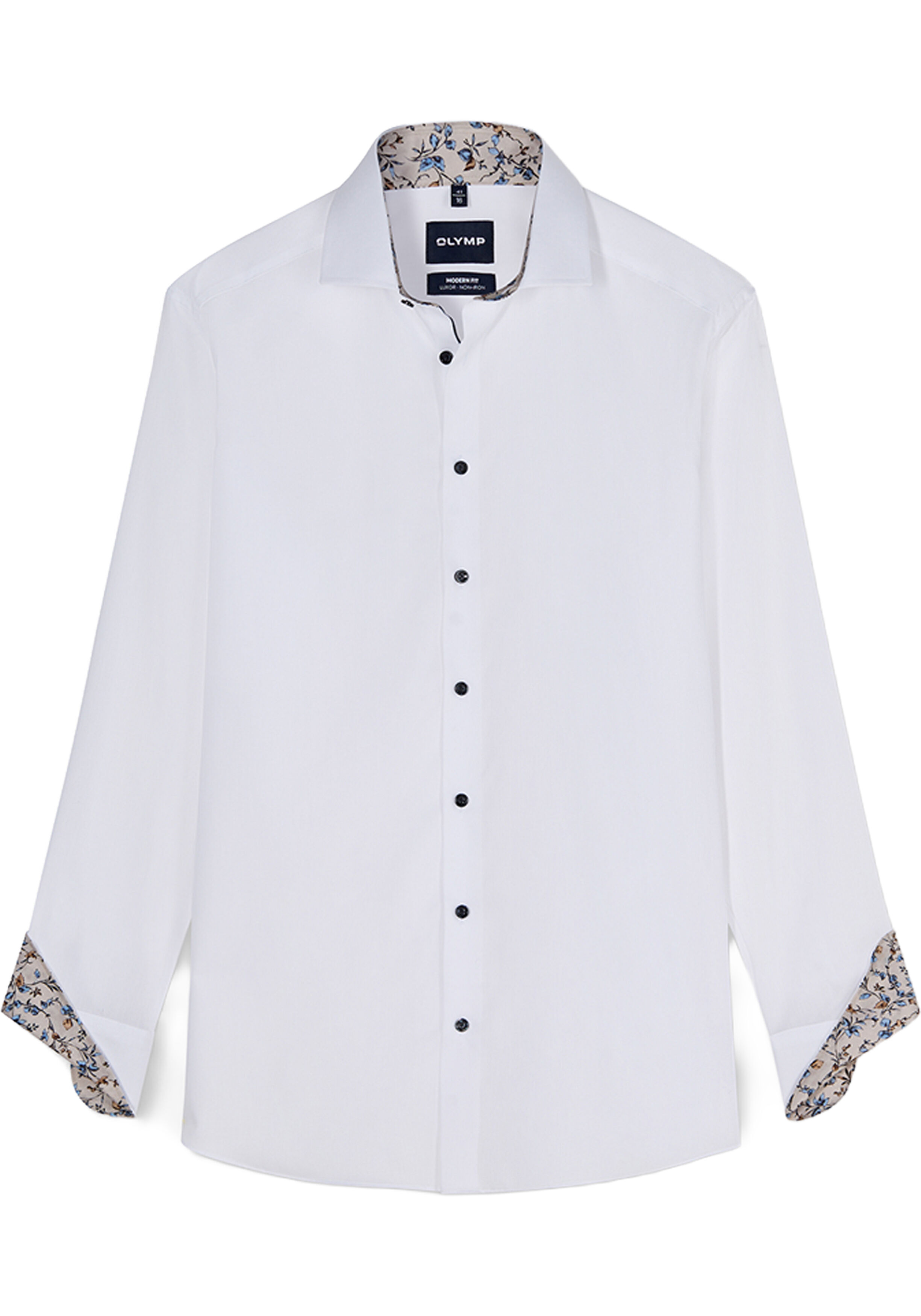 OLYMP Luxor modern fit overhemd, twill, wit