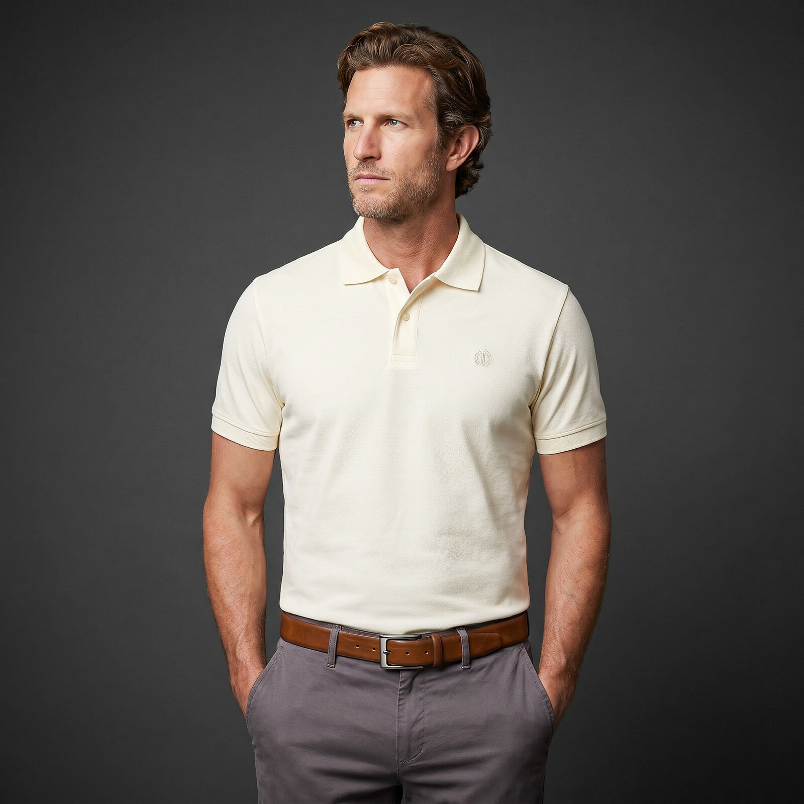 LINDENMANN leren heren riem, cognac