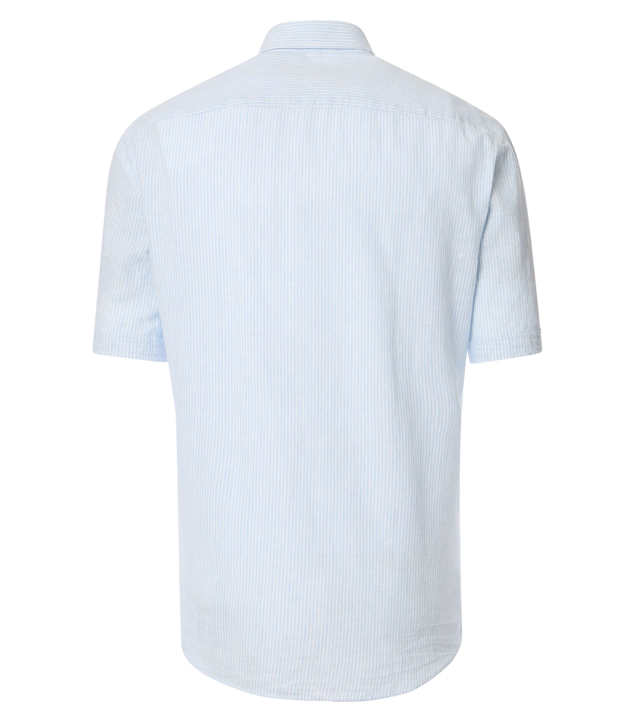 CASA MODA Sport casual fit overhemd, korte mouw, structuur, blauw en wit gestreept