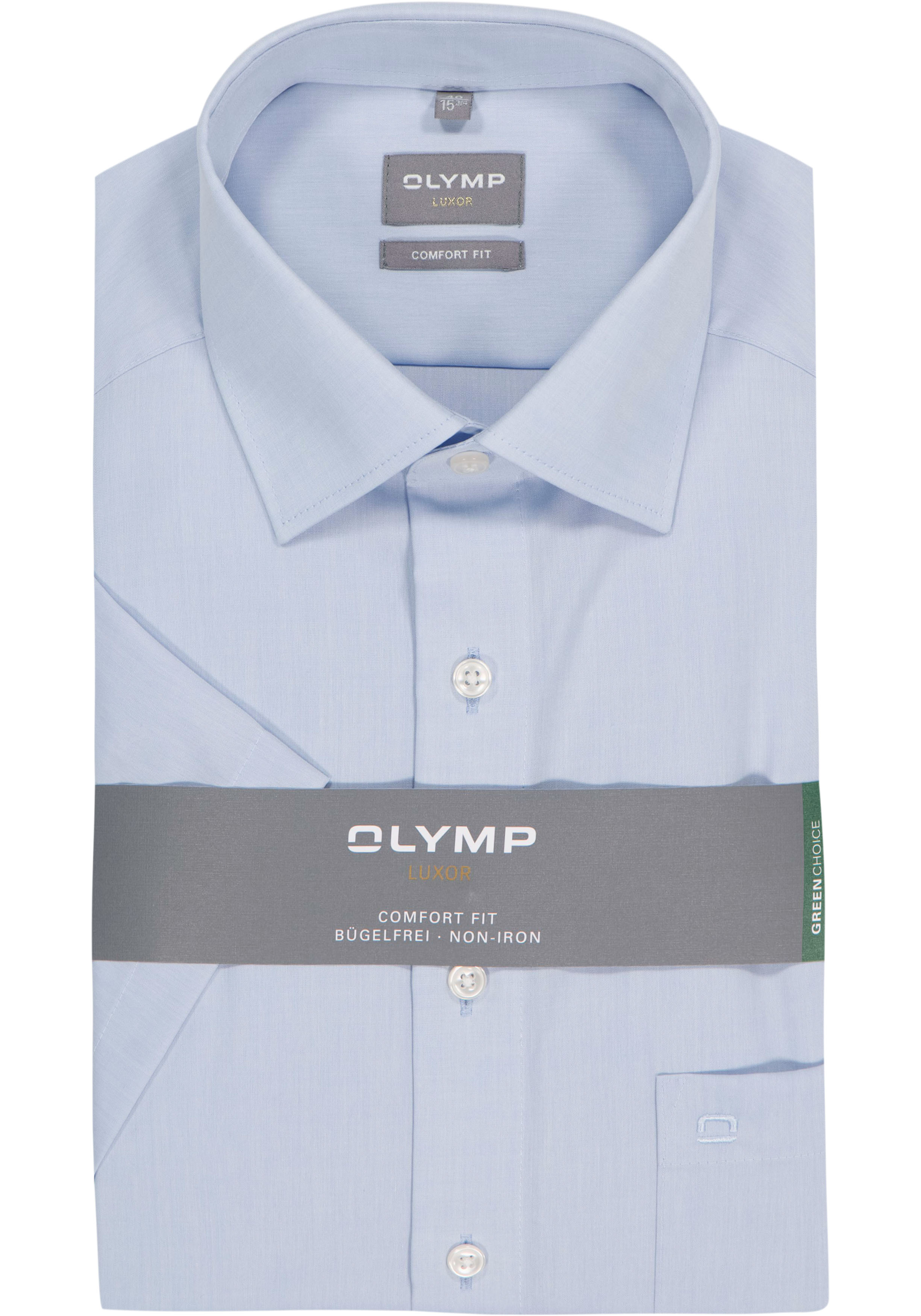 OLYMP Luxor comfort fit overhemd, korte mouw, popeline, bleu
