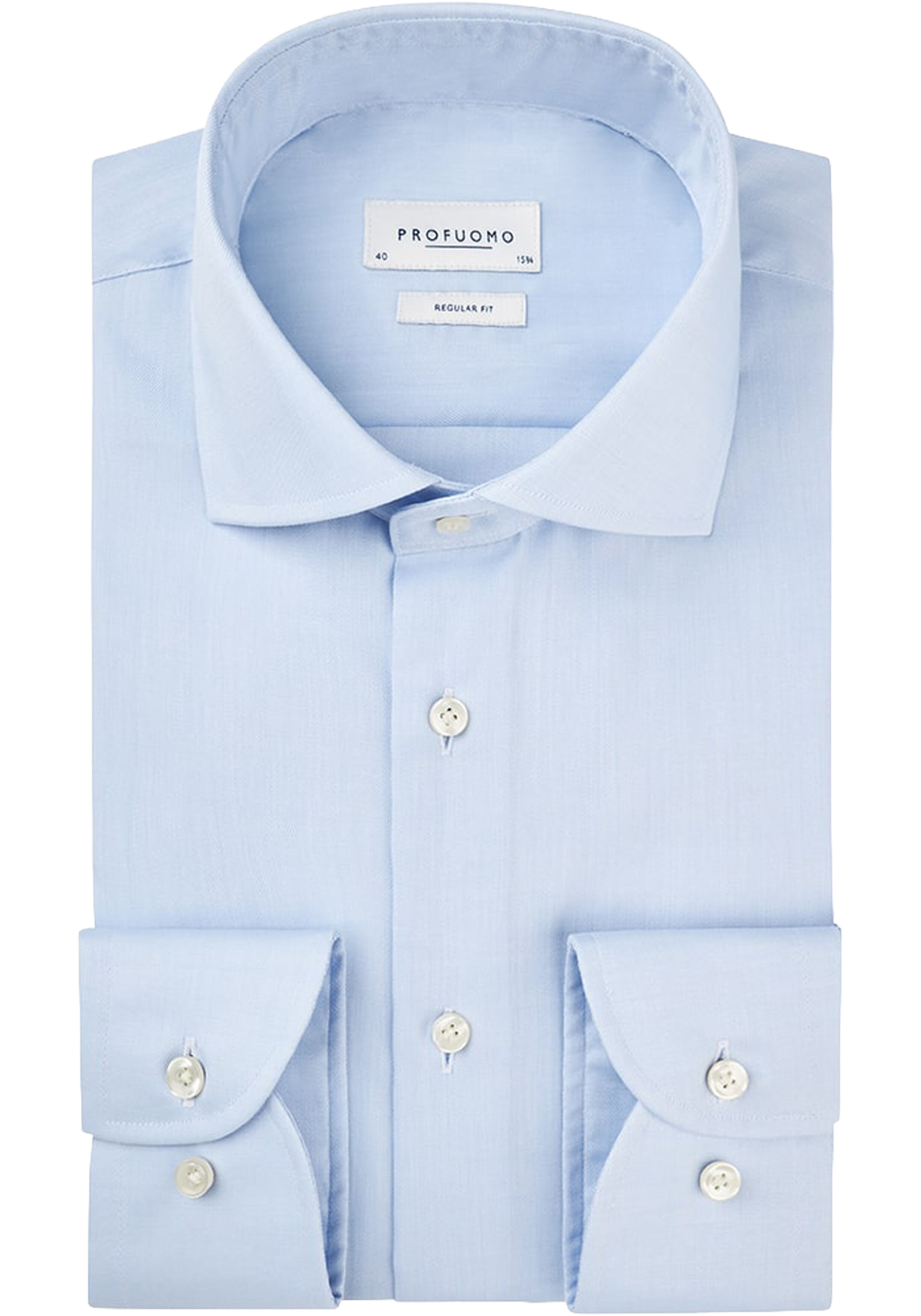 Profuomo regular fit heren overhemd, twill, lichtblauw